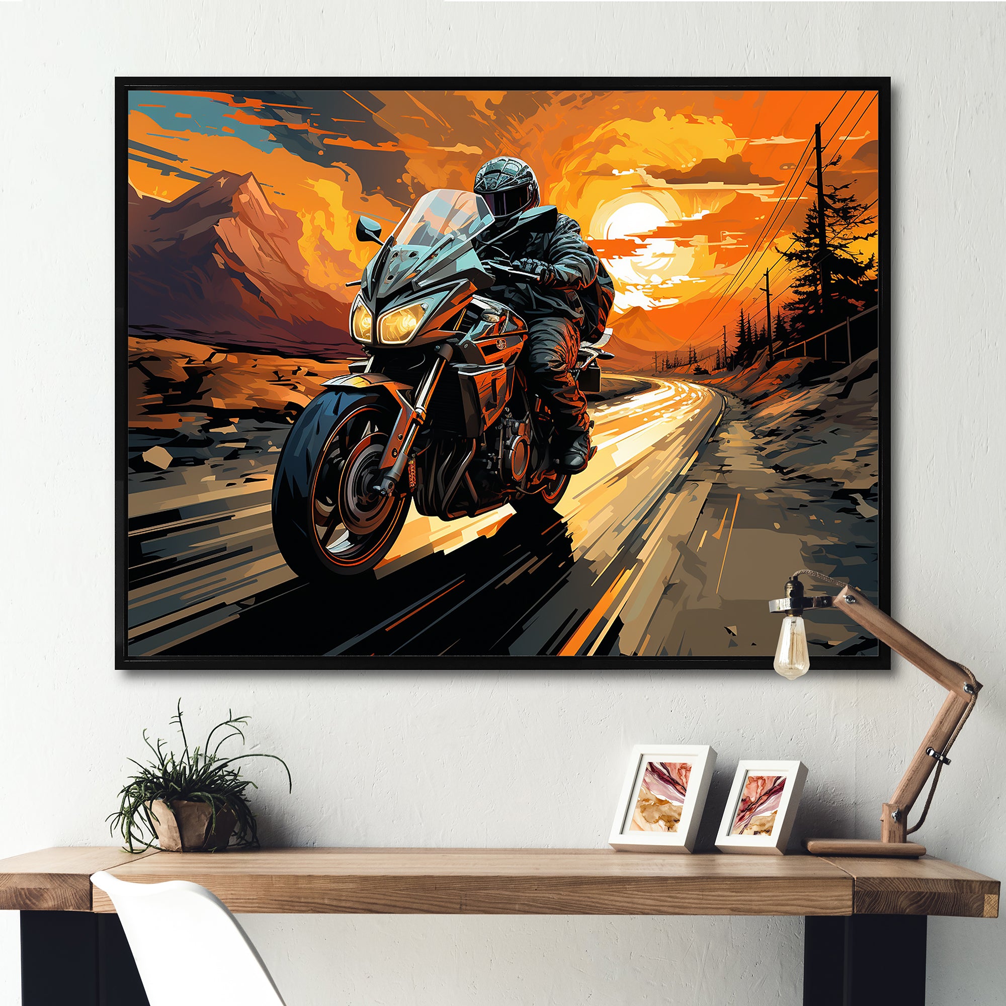 Expressionist Motorcycle Ride - Motorcycle Canvas Wall Art