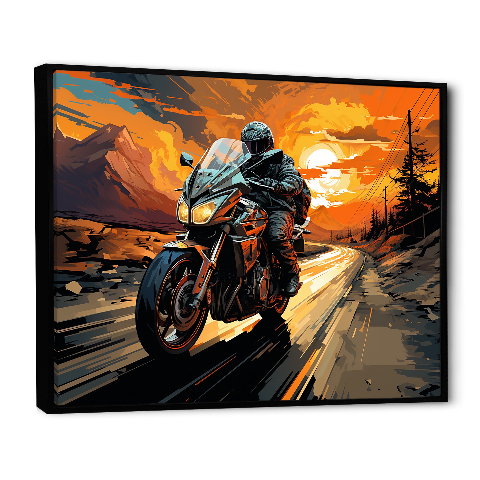 Expressionist Motorcycle Ride - Motorcycle Canvas Wall Art