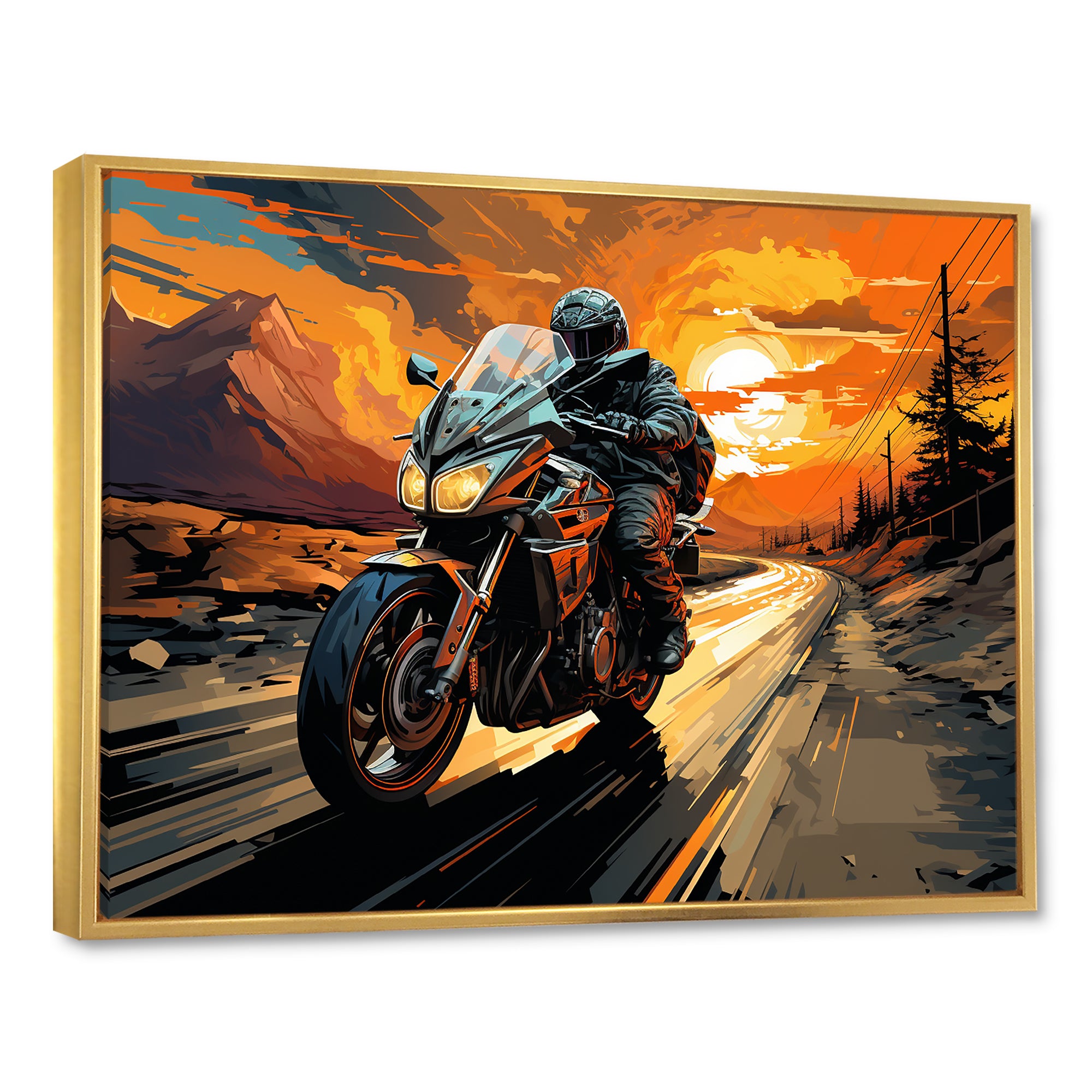 Expressionist Motorcycle Ride - Motorcycle Canvas Wall Art