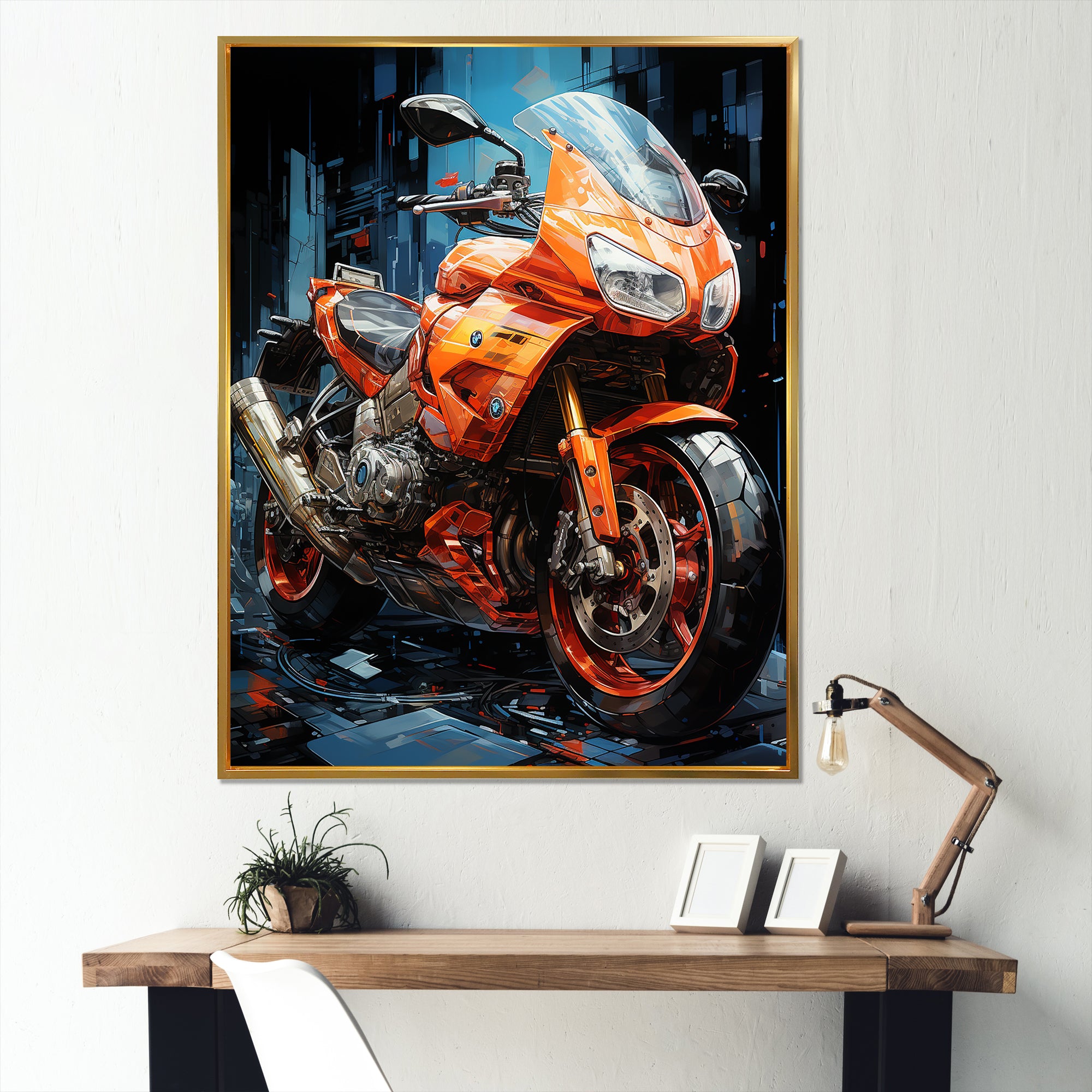 Geometric Bike Essence - Motorcycle Canvas Wall Art