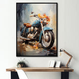 Impressionist Bike Ride - Motorcycle Canvas Wall Art