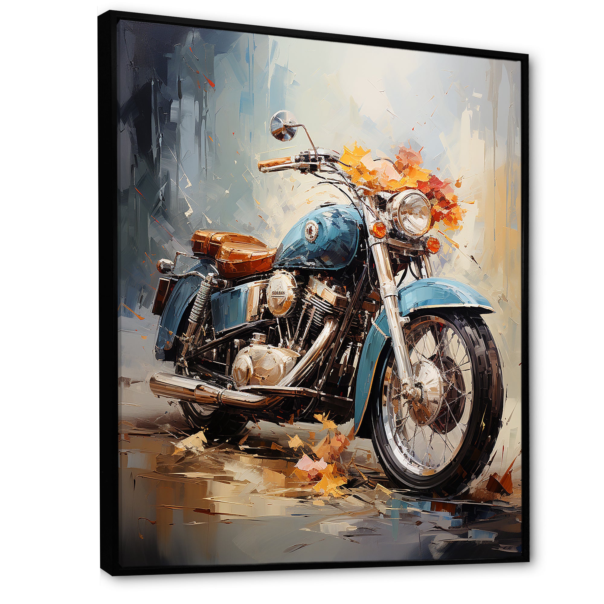Impressionist Bike Ride - Motorcycle Canvas Wall Art