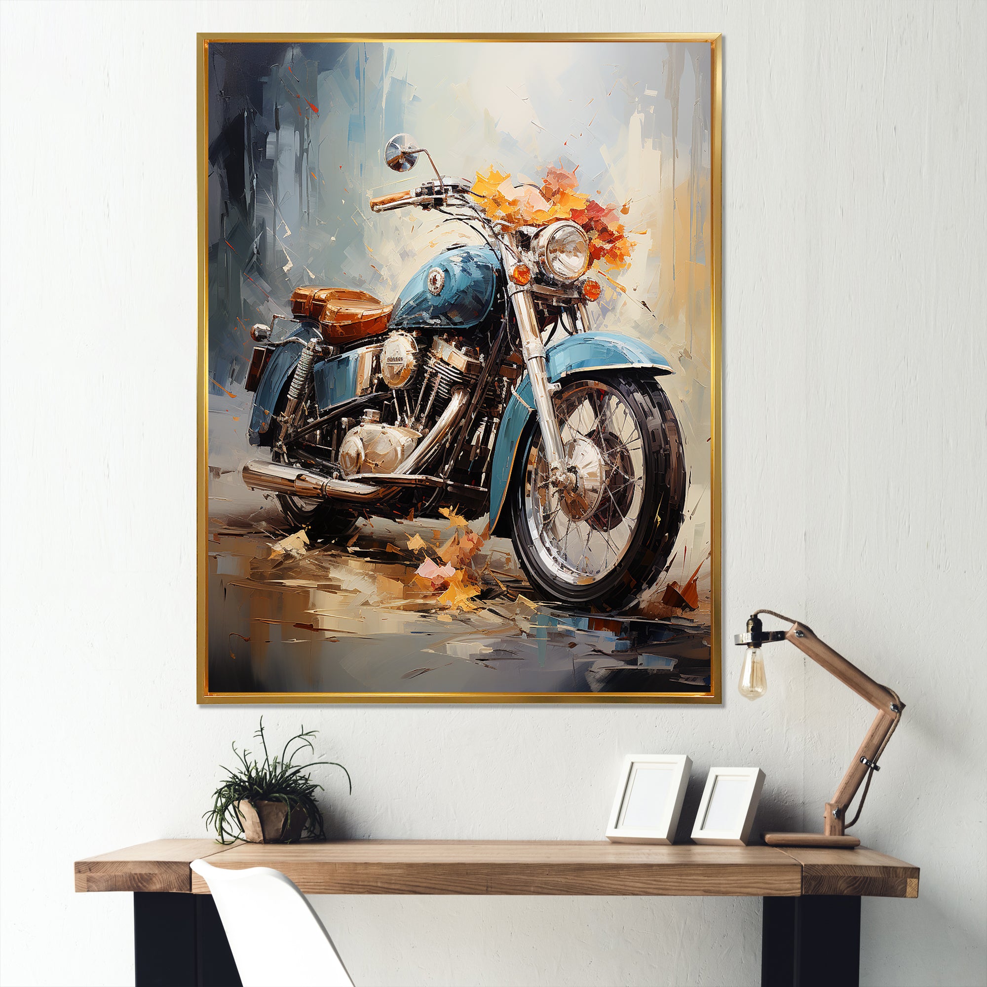 Impressionist Bike Ride - Motorcycle Canvas Wall Art