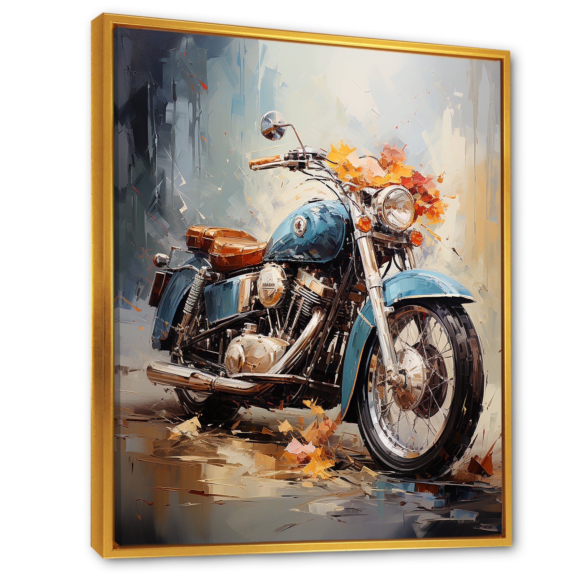 Impressionist Bike Ride - Motorcycle Canvas Wall Art