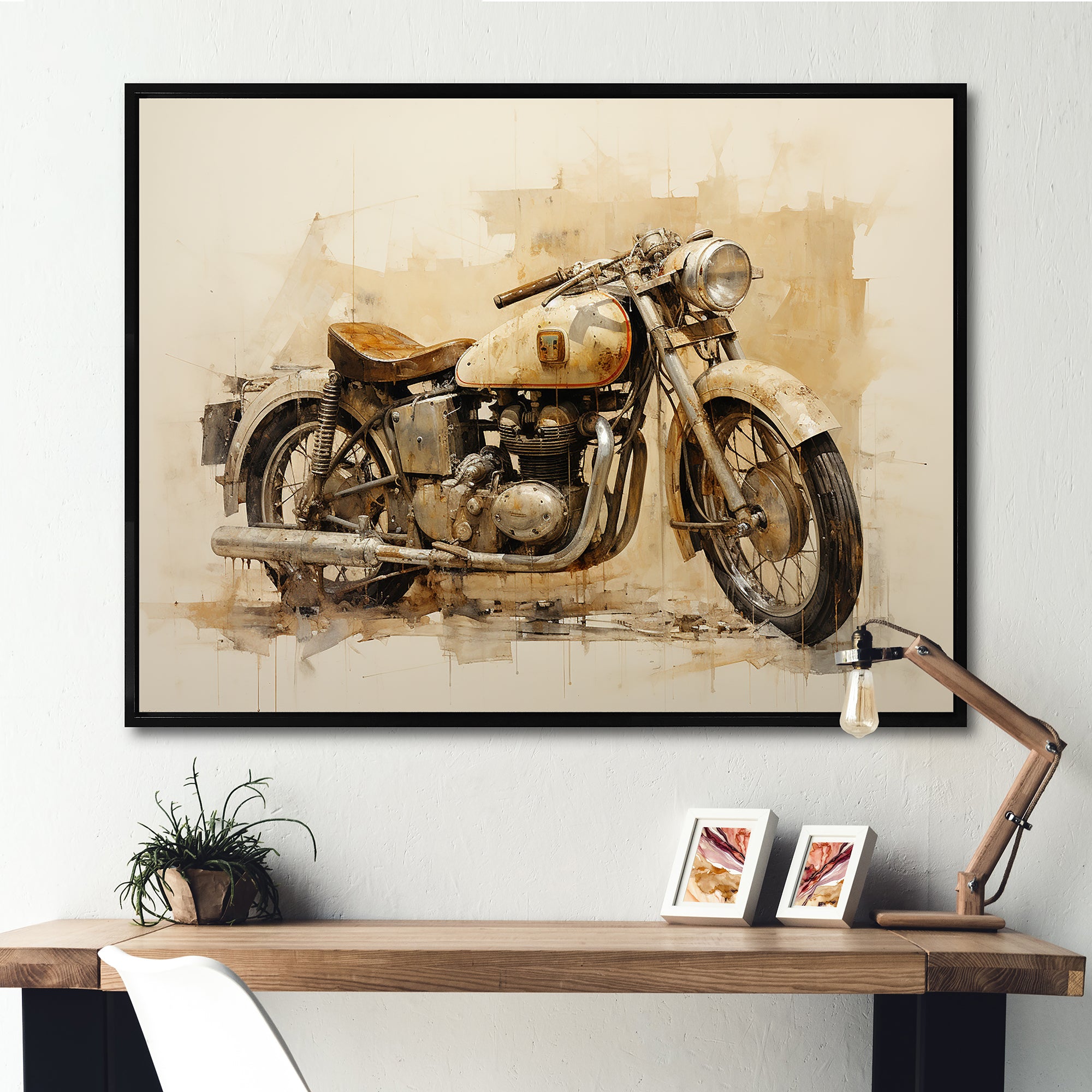 Minimalism Motorcycle - Motorcycle Canvas Wall Art