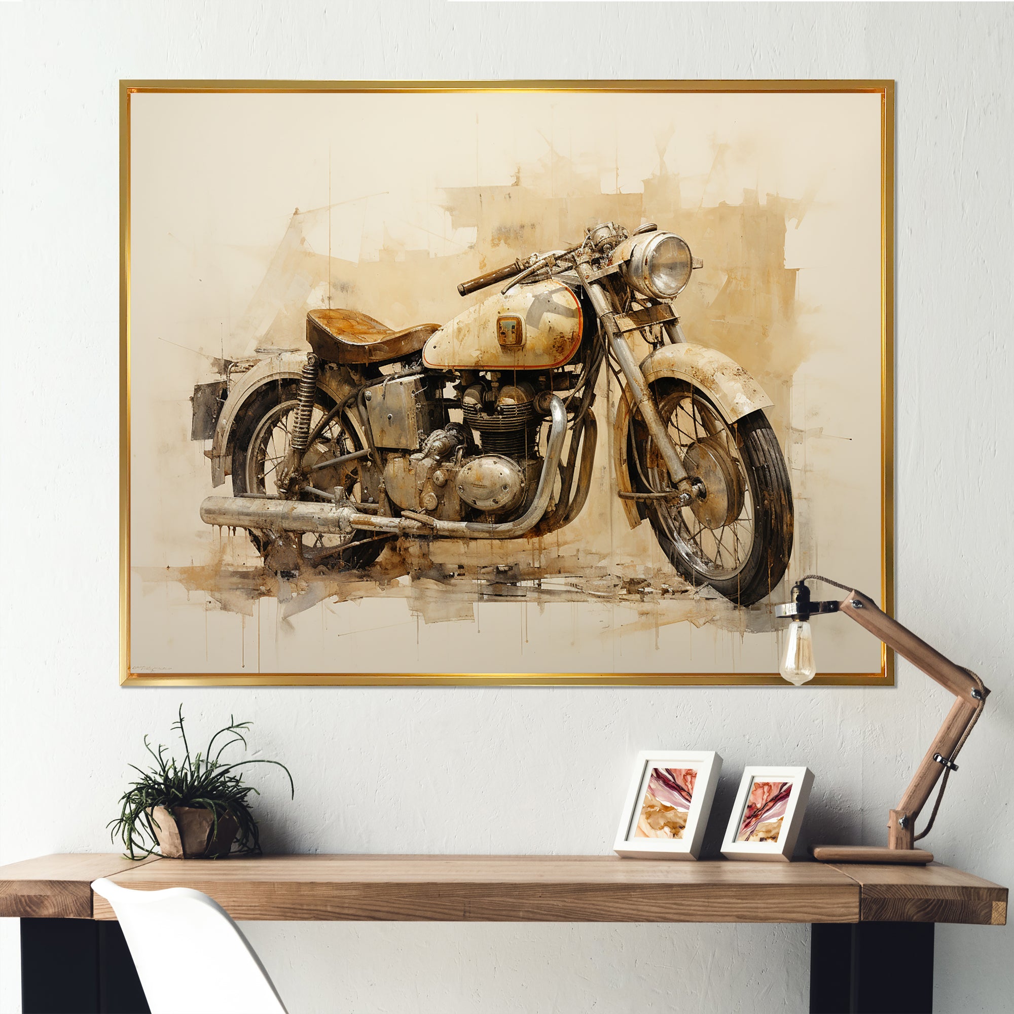 Minimalism Motorcycle - Motorcycle Canvas Wall Art