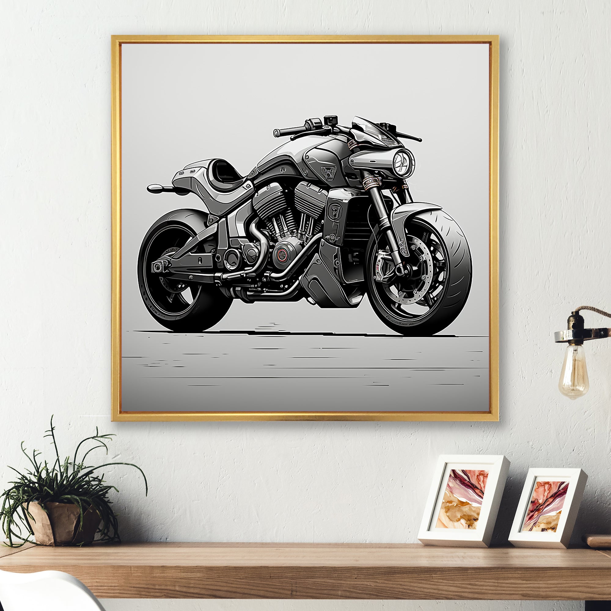 Minimalist Roadster - Motorcycle Canvas Wall Art