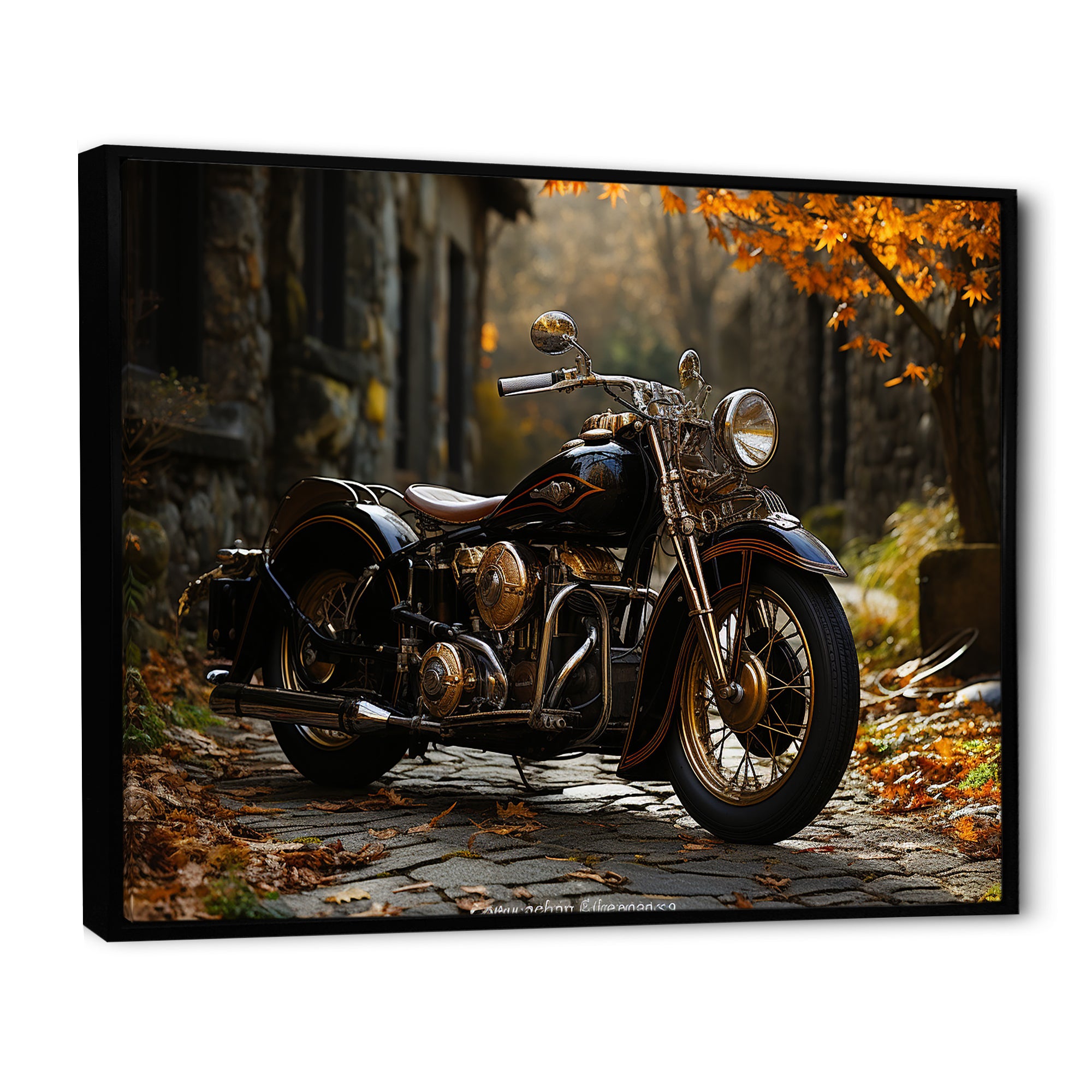 Motorcycle Charm In Winter - Motorcycle Canvas Wall Art