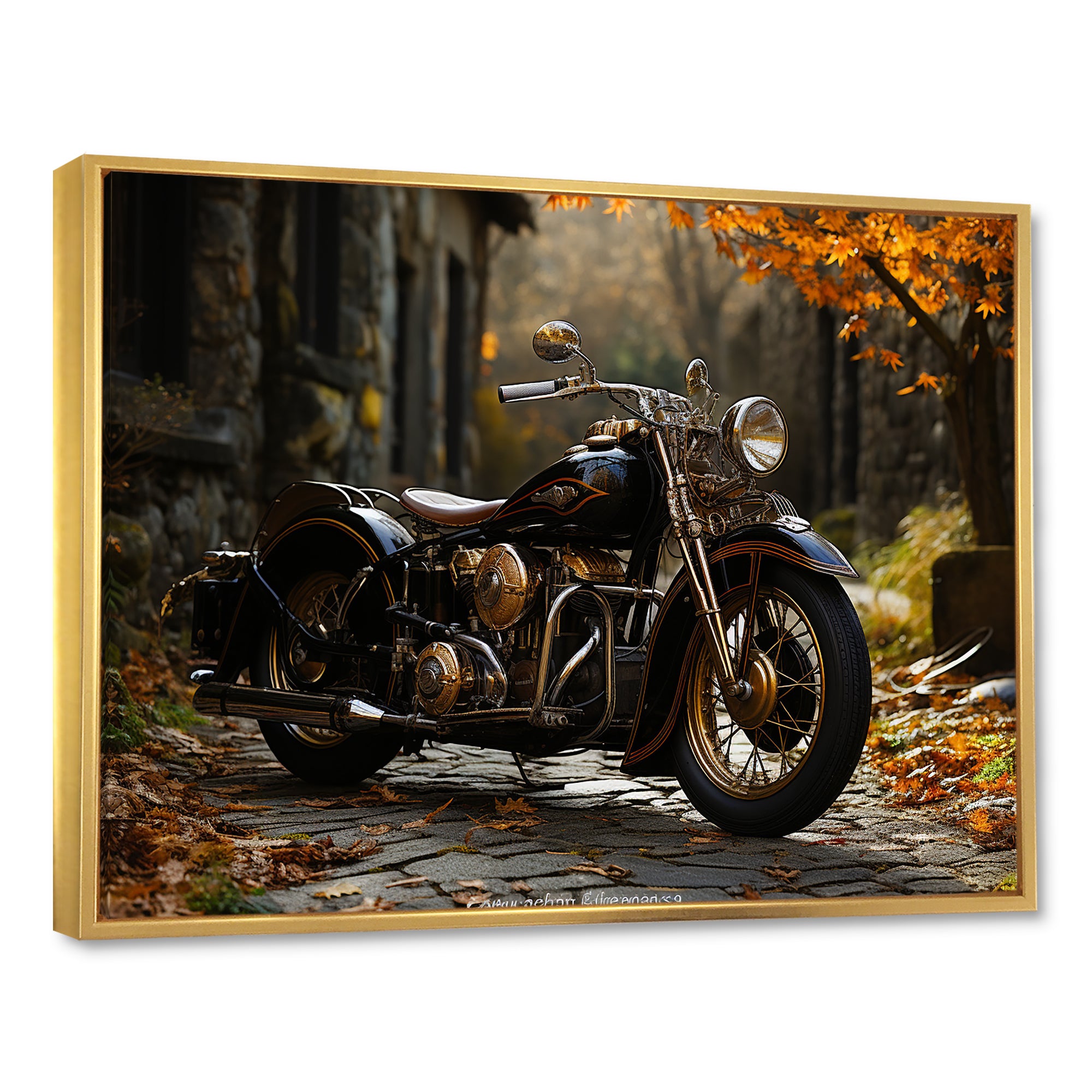 Motorcycle Charm In Winter - Motorcycle Canvas Wall Art
