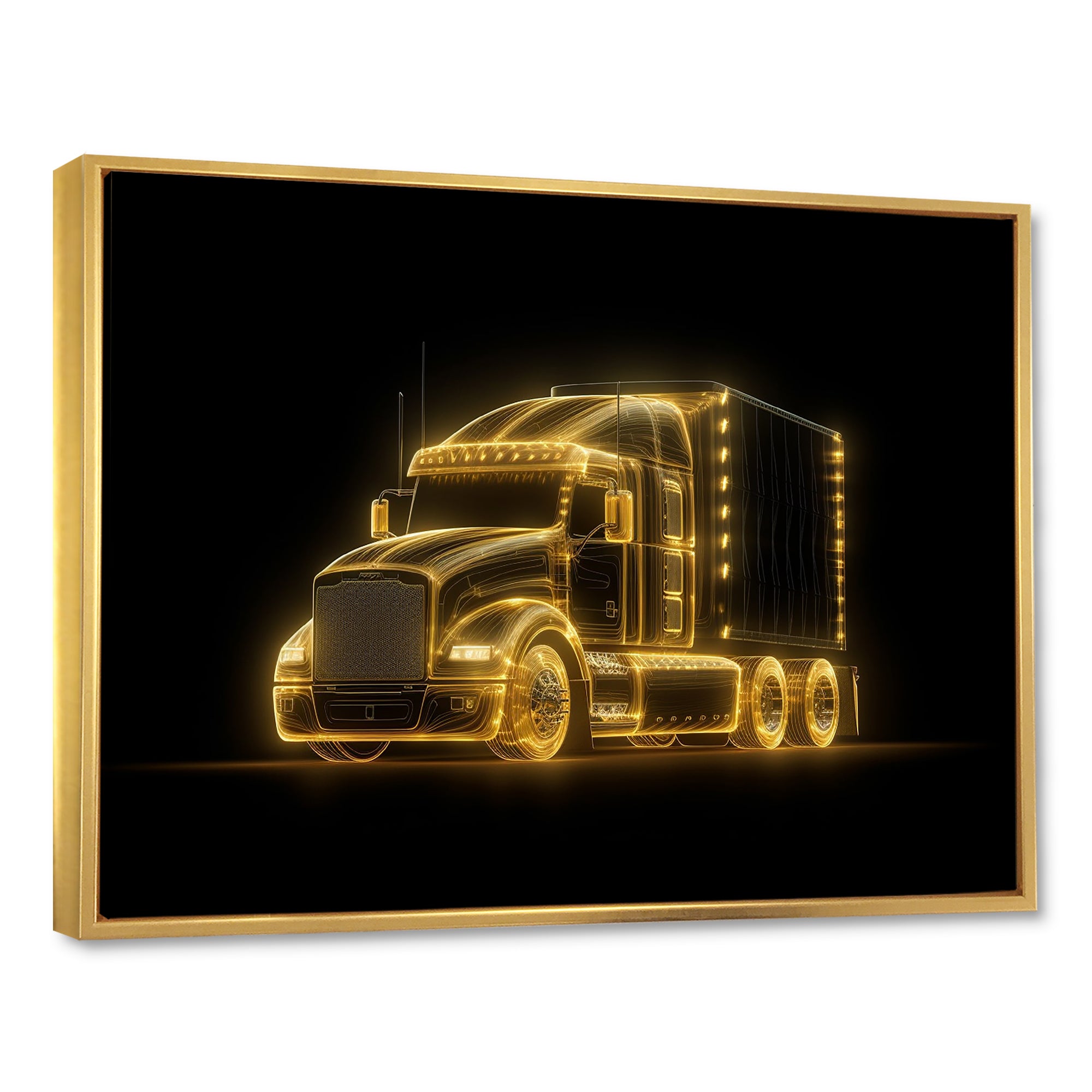 Neon Light Strips Trailer Truck - Car/Van Canvas Wall Art