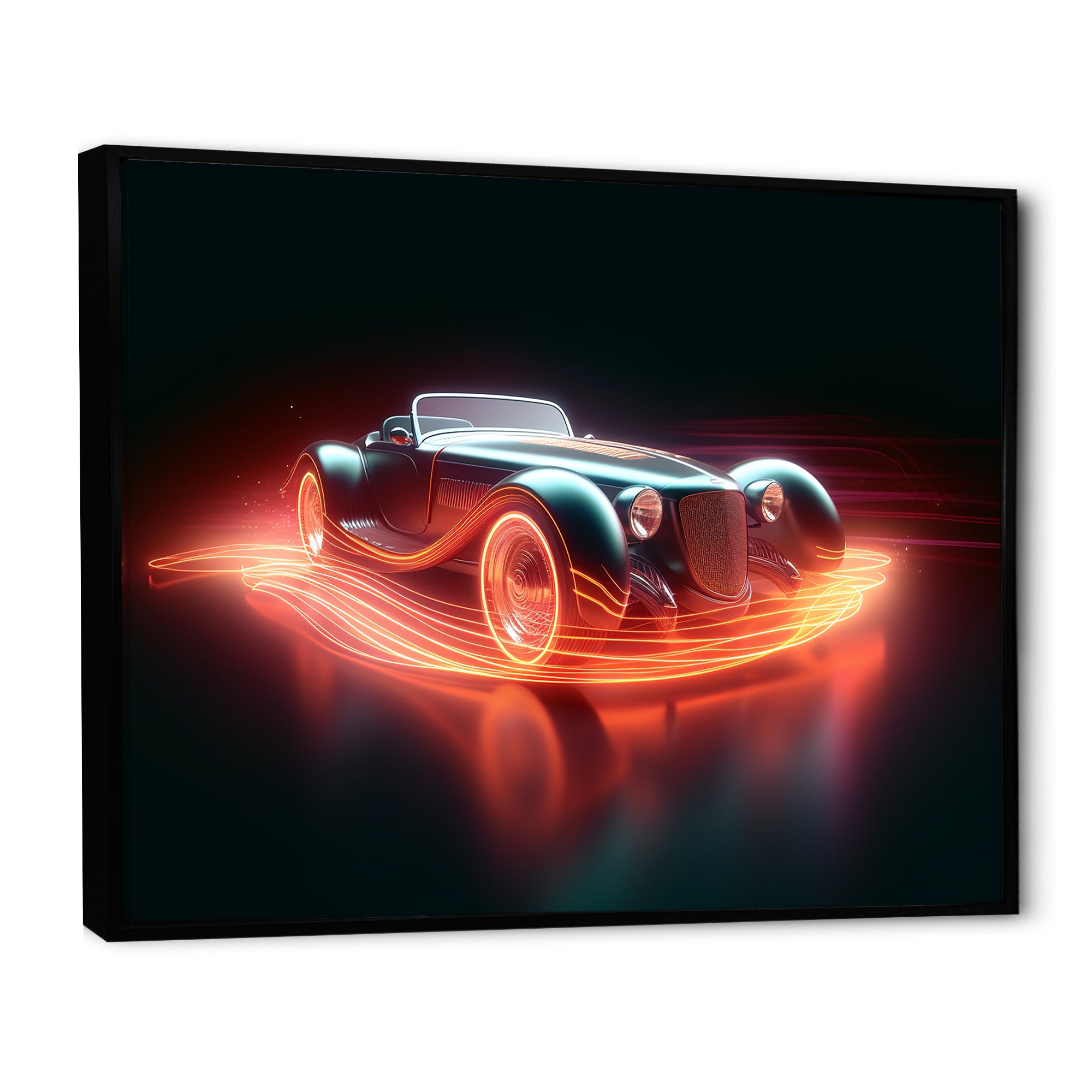 Neon Light Strips Roadster - Classic Cars Canvas Wall Art