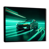 Neon Light Strips Teal Hybrid Car - Car Exotic Canvas Wall Art