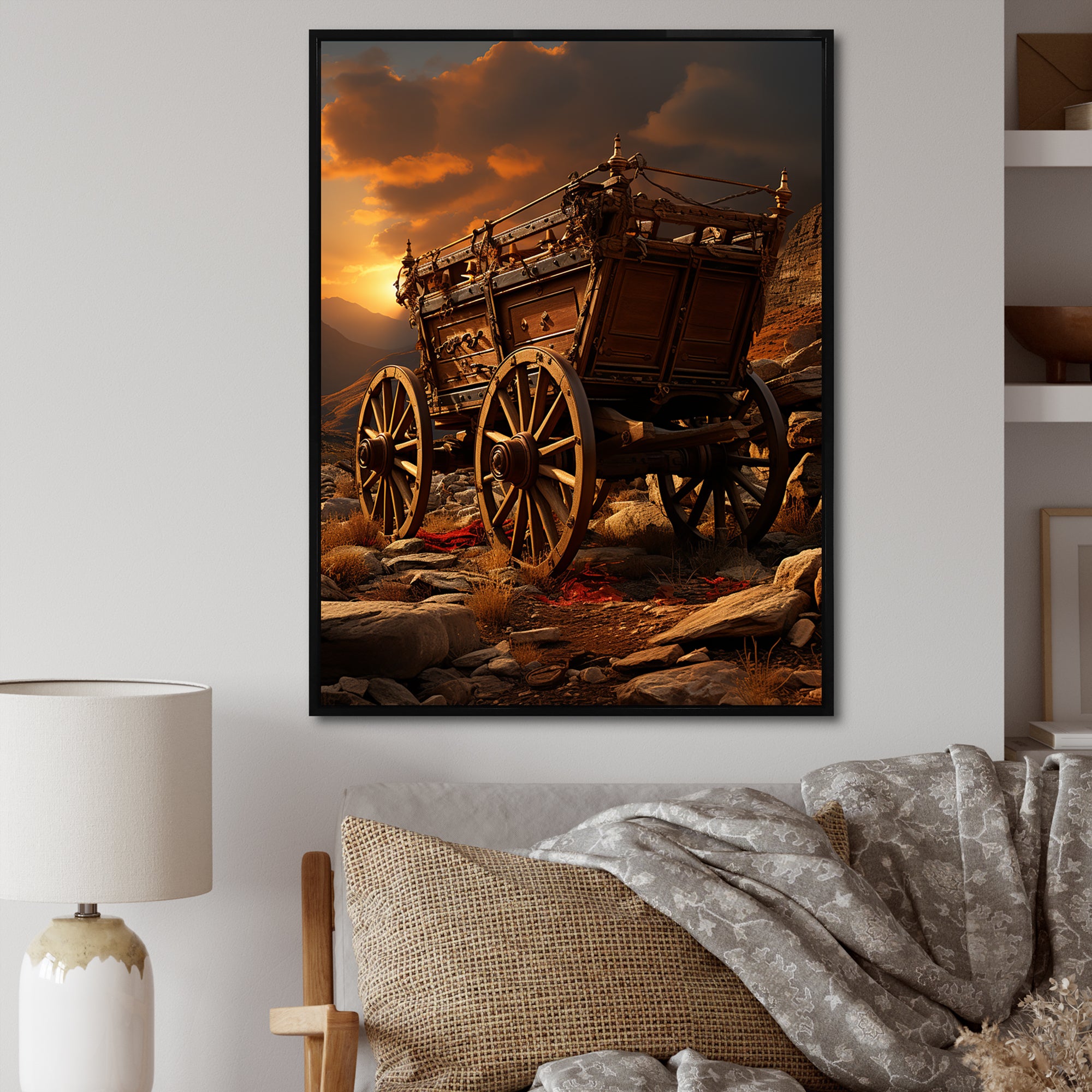 Old American Cart In Texas Horizon - Old American Cart Canvas Wall Art