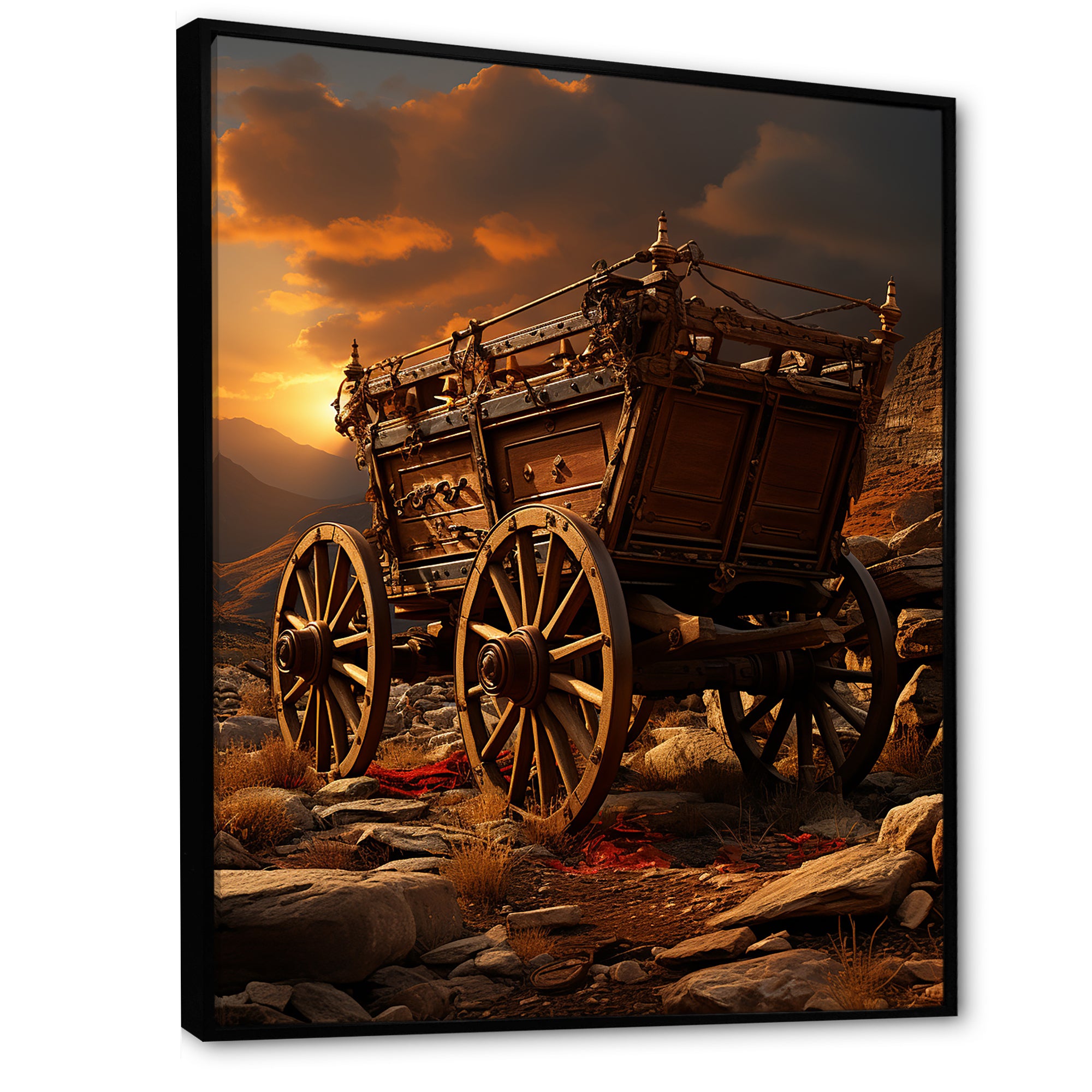 Old American Cart In Texas Horizon - Old American Cart Canvas Wall Art