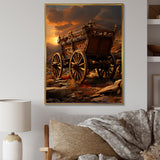 Old American Cart In Texas Horizon - Old American Cart Canvas Wall Art
