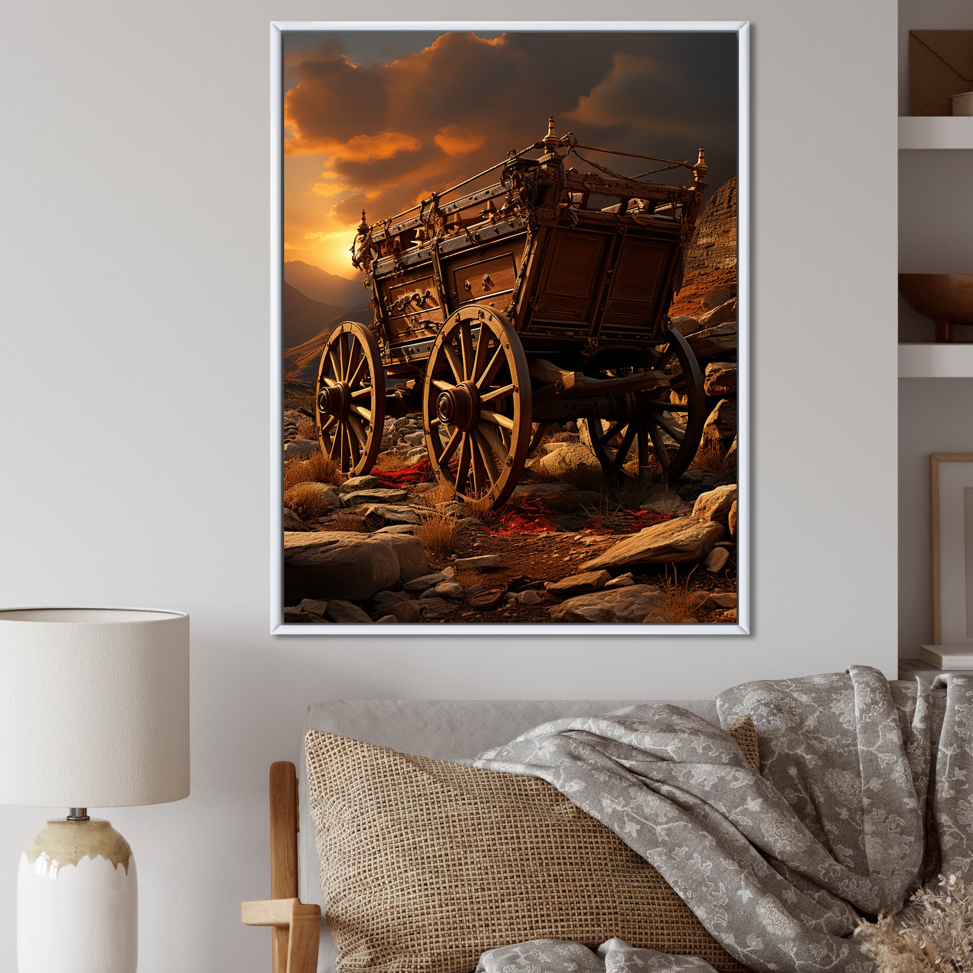 Old American Cart In Texas Horizon - Old American Cart Canvas Wall Art