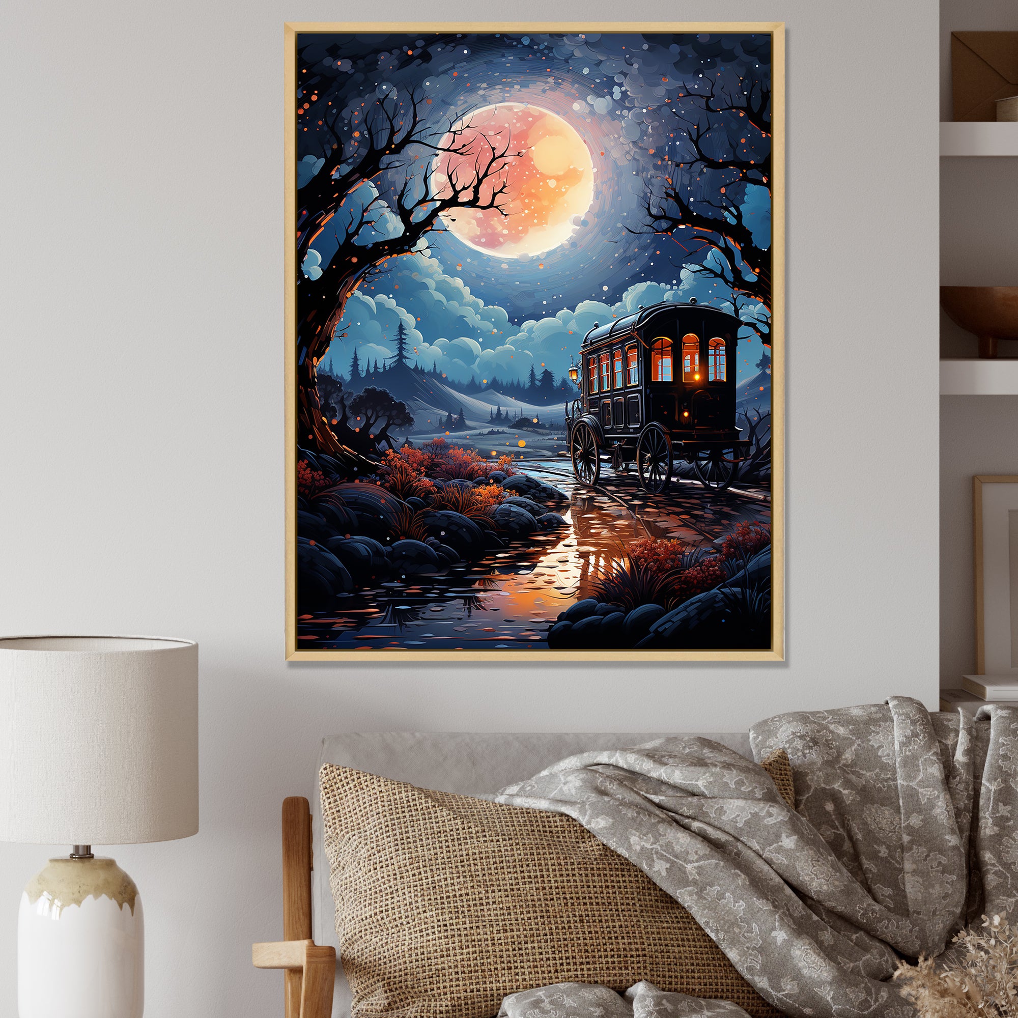 A Fantasy Gothic Old Cart - Old American Cart Canvas Wall Art