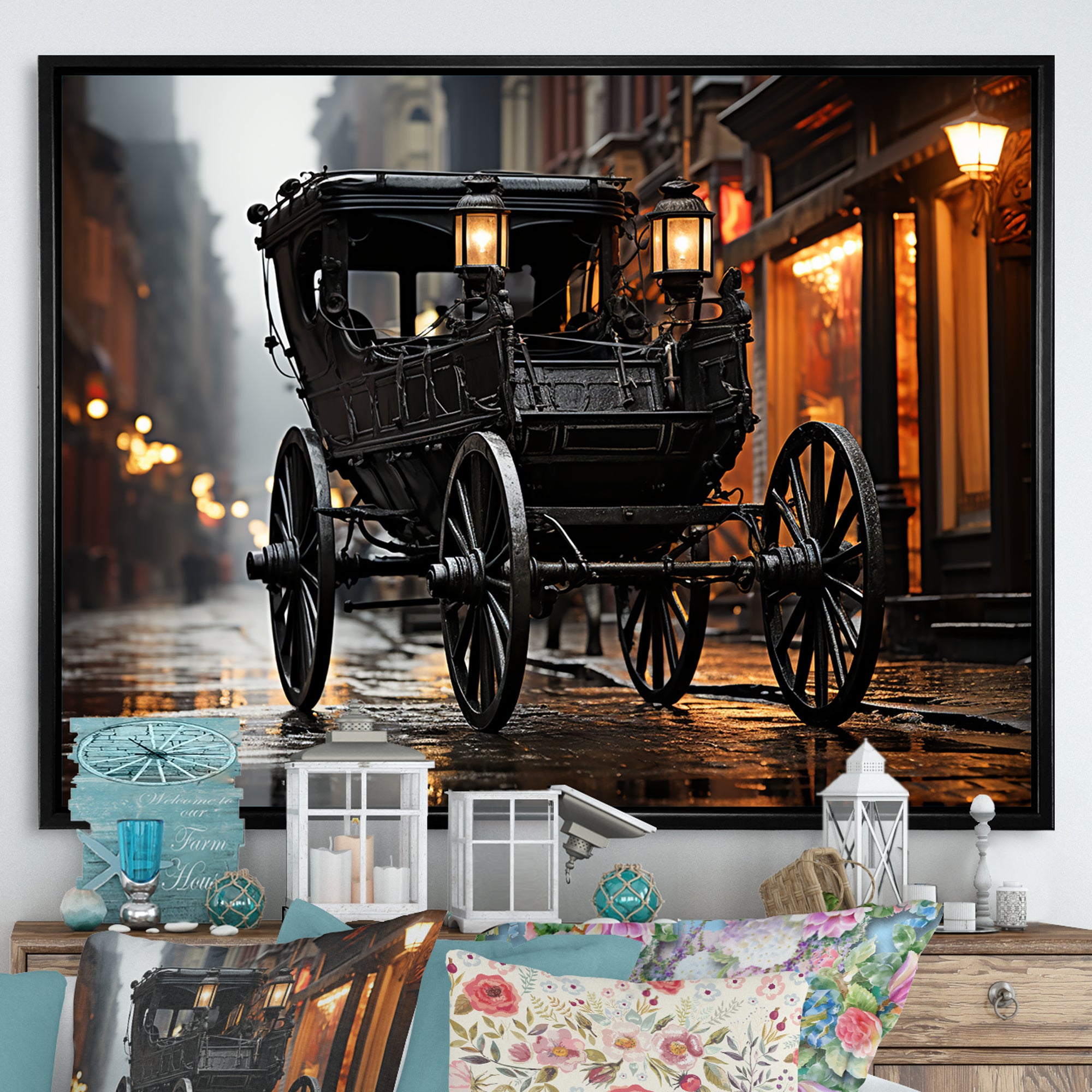 A Romantic Gothic Old Cart - Old American Cart Canvas Wall Art