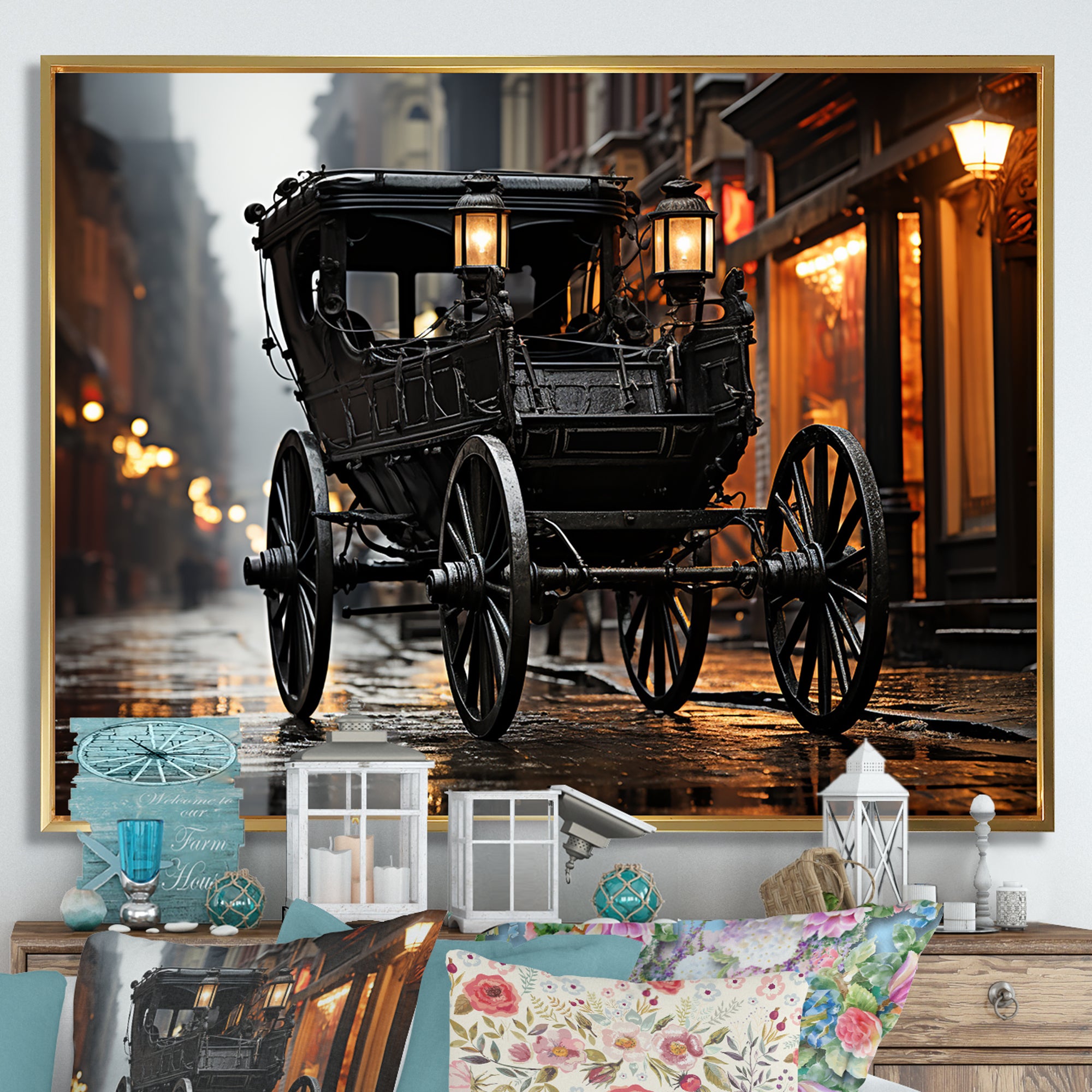 A Romantic Gothic Old Cart - Old American Cart Canvas Wall Art