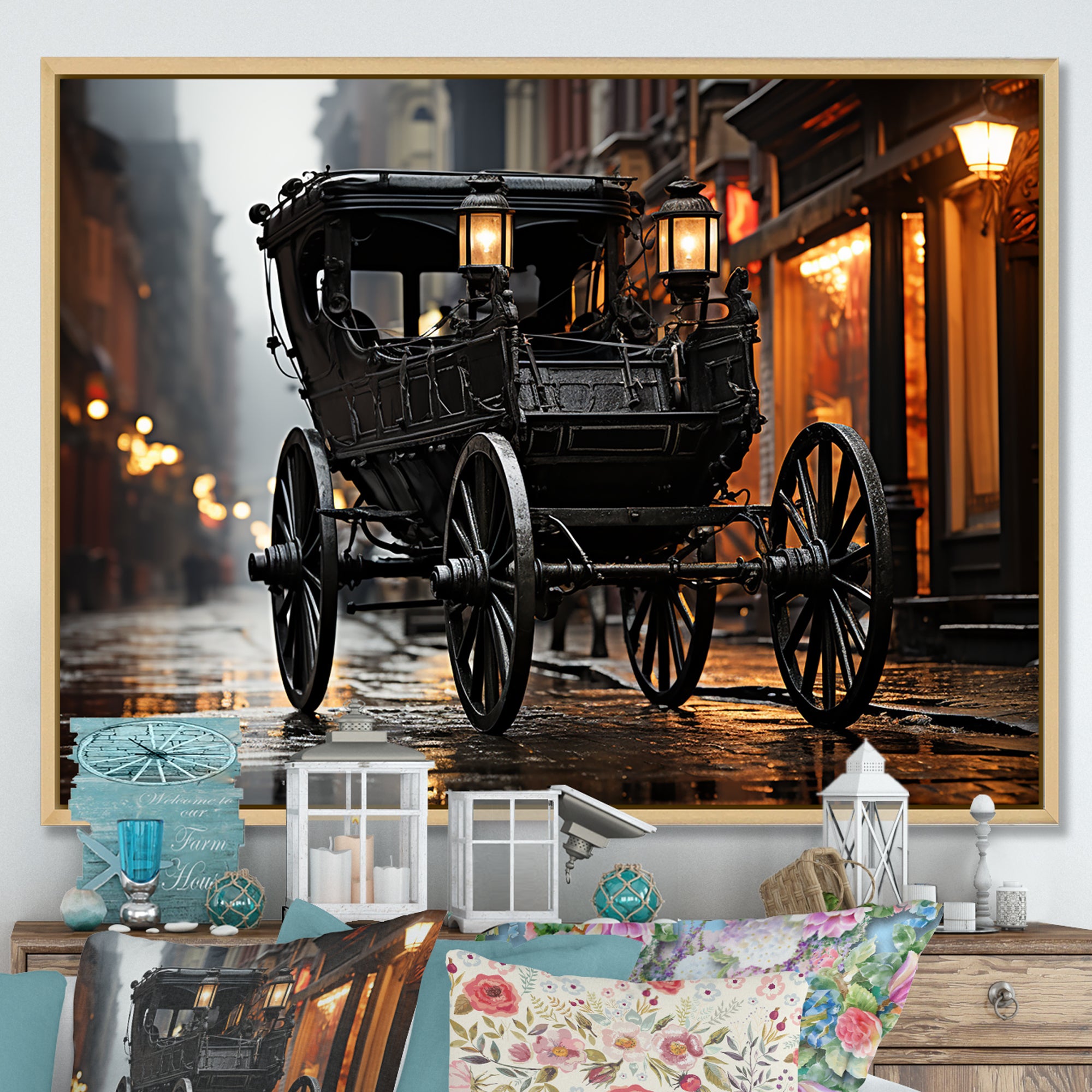 A Romantic Gothic Old Cart - Old American Cart Canvas Wall Art