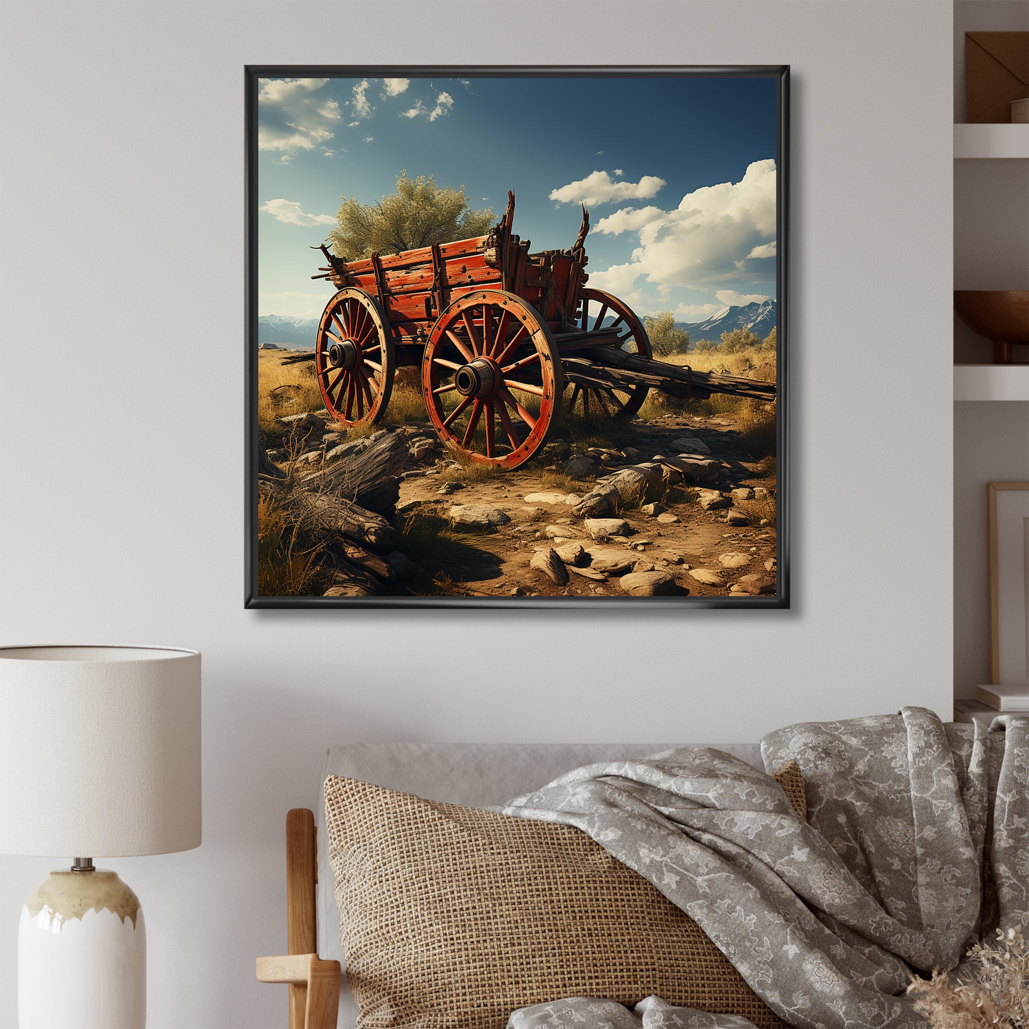 Old American Cart In Usa - Old American Cart Canvas Wall Art