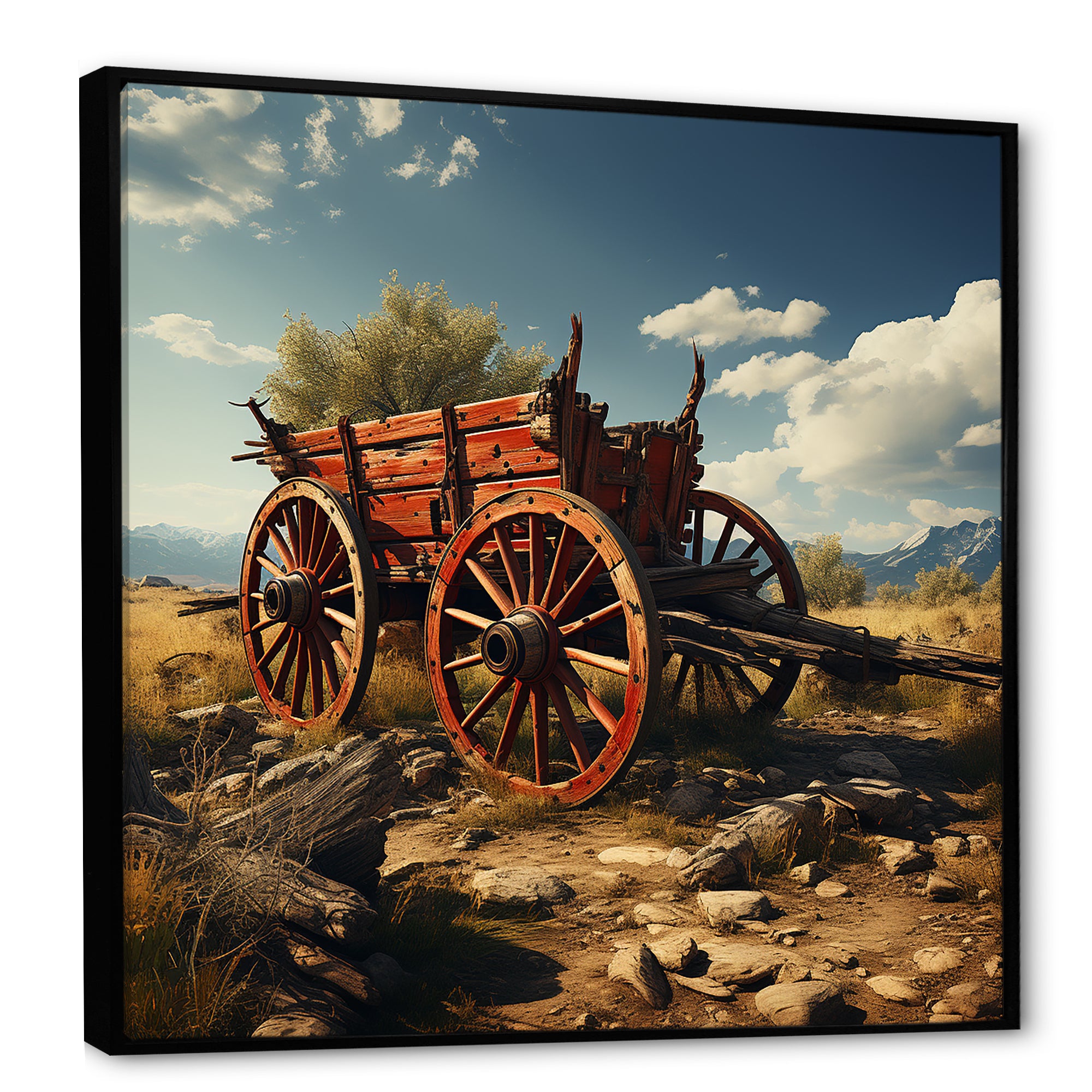 Old American Cart In Usa - Old American Cart Canvas Wall Art