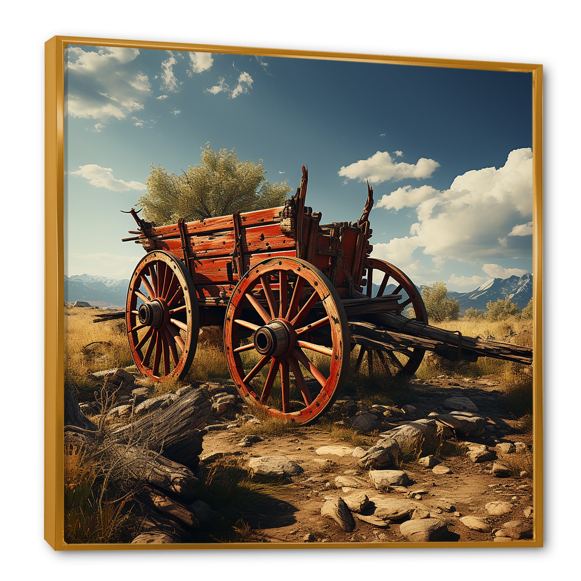 Old American Cart In Usa - Old American Cart Canvas Wall Art