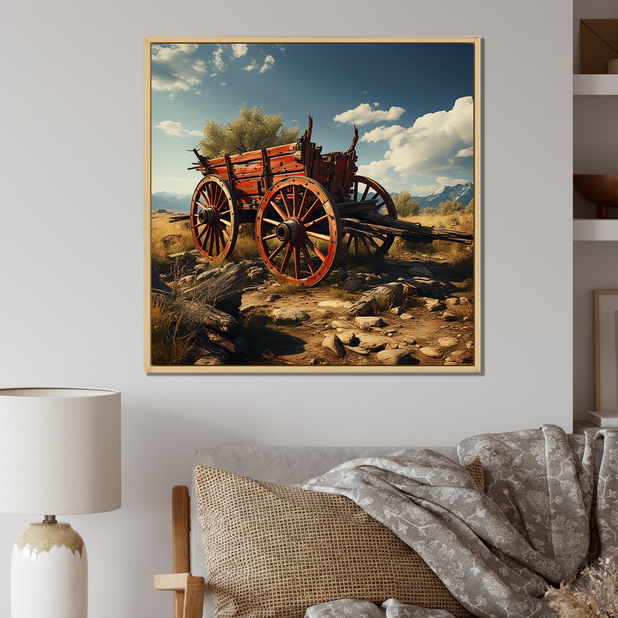 Old American Cart In Usa - Old American Cart Canvas Wall Art