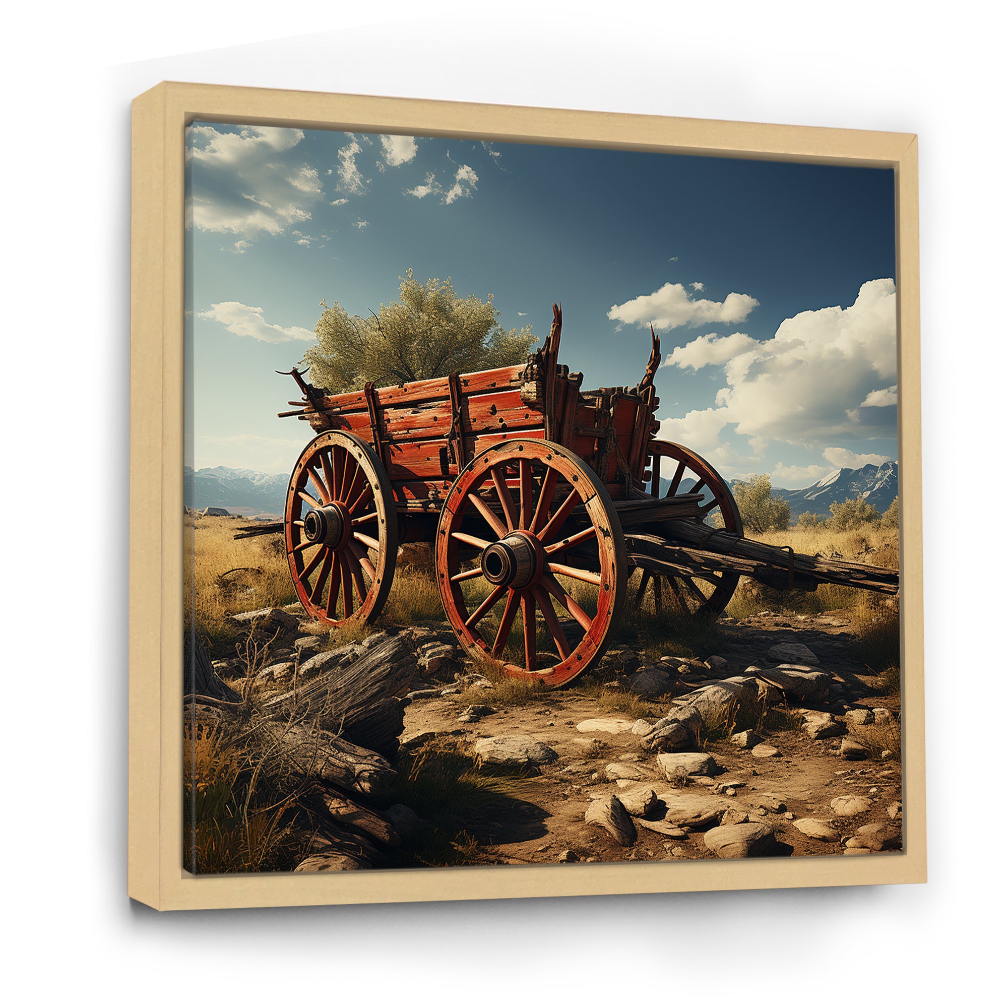Old American Cart In Usa - Old American Cart Canvas Wall Art