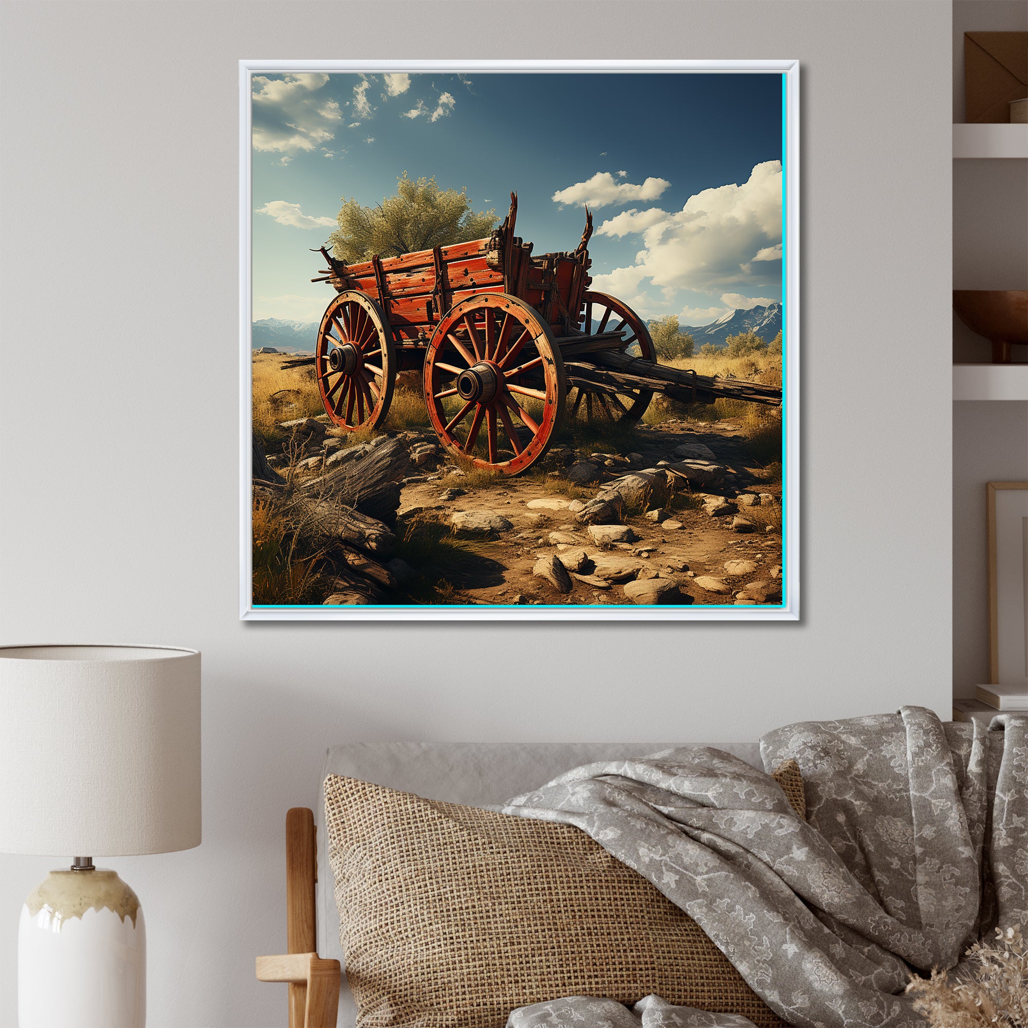 Old American Cart In Usa - Old American Cart Canvas Wall Art