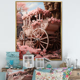 Romanticism Pink Wedding Carriage - Old American Cart Canvas Wall Art