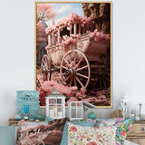 Romanticism Pink Wedding Carriage - Old American Cart Canvas Wall Art