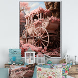 Romanticism Pink Wedding Carriage - Old American Cart Canvas Wall Art