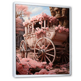 Romanticism Pink Wedding Carriage - Old American Cart Canvas Wall Art