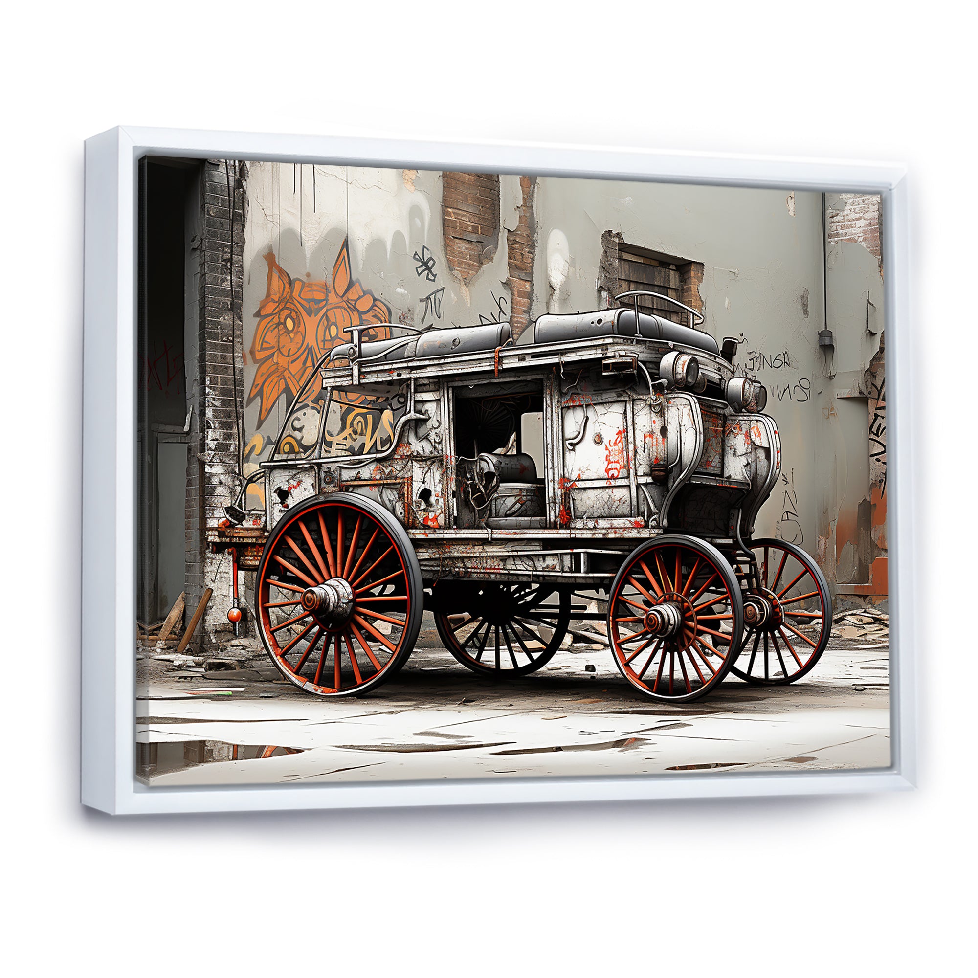 Street Art Vintage Carriage Cart - Old American Cart Canvas Wall Art