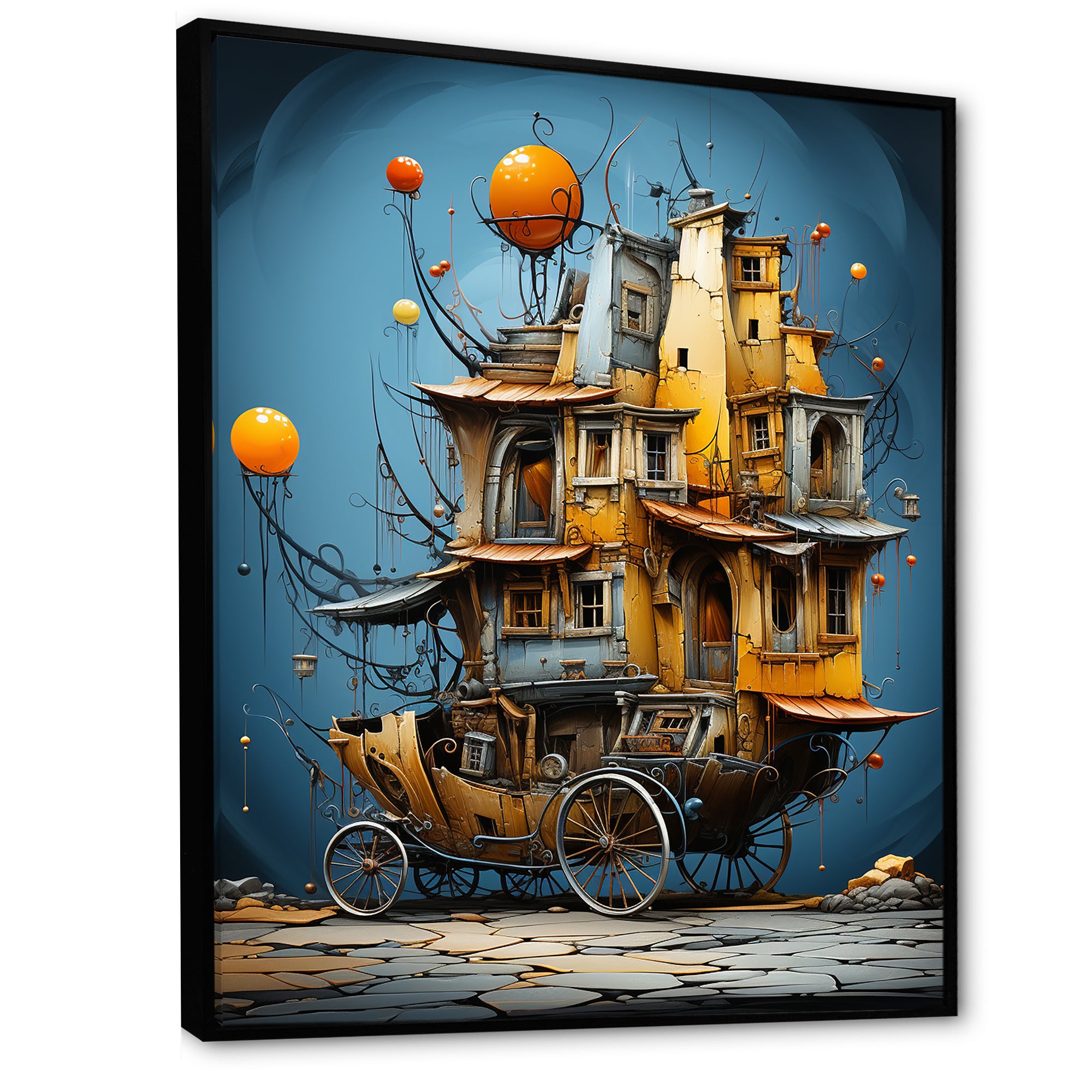 Surrealism Carriage Cart House Transportation - Old American Cart Canvas Wall Art