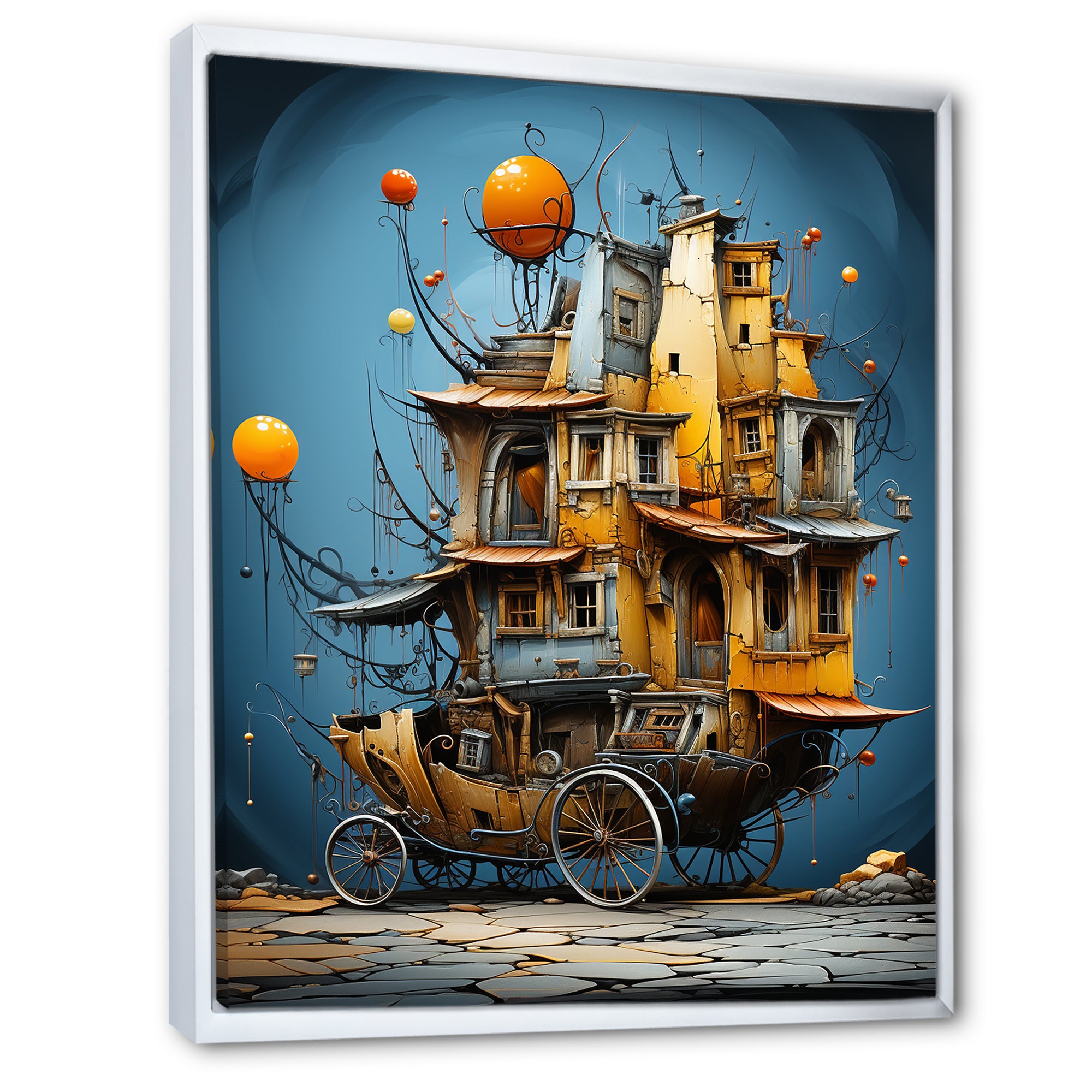 Surrealism Carriage Cart House Transportation - Old American Cart Canvas Wall Art