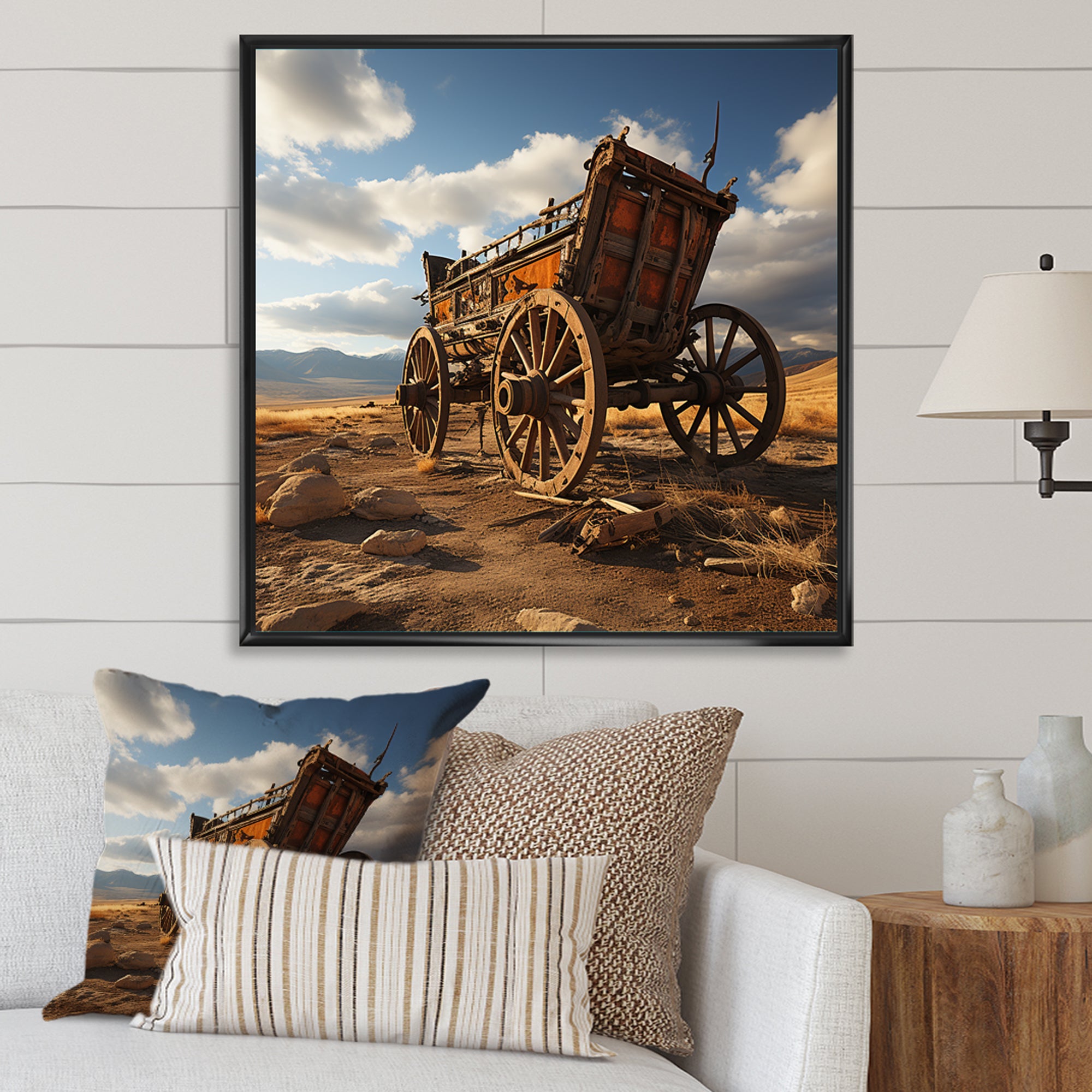 Old Western Carriage Cart In Usa - Old American Cart Canvas Wall Art