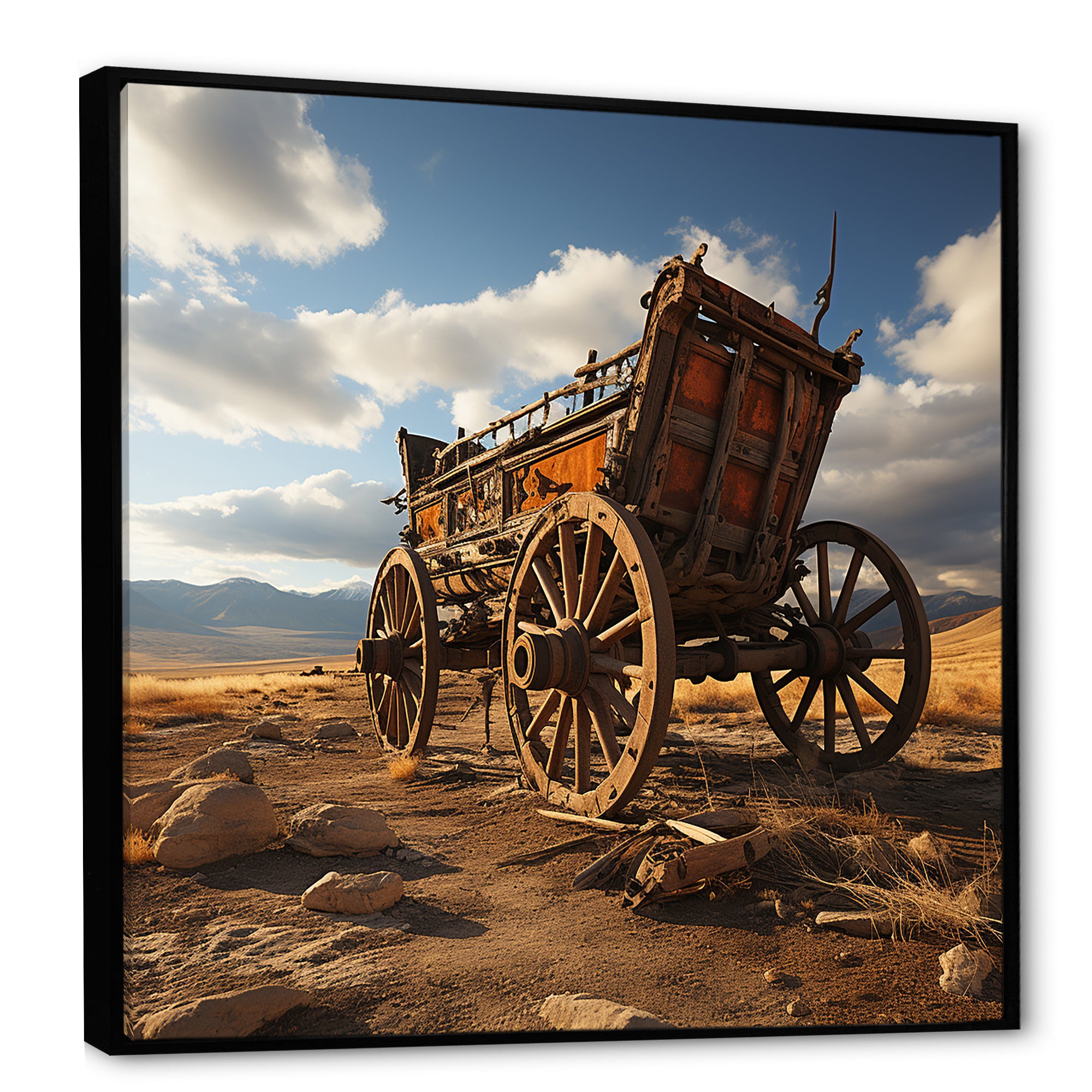 Old Western Carriage Cart In Usa - Old American Cart Canvas Wall Art