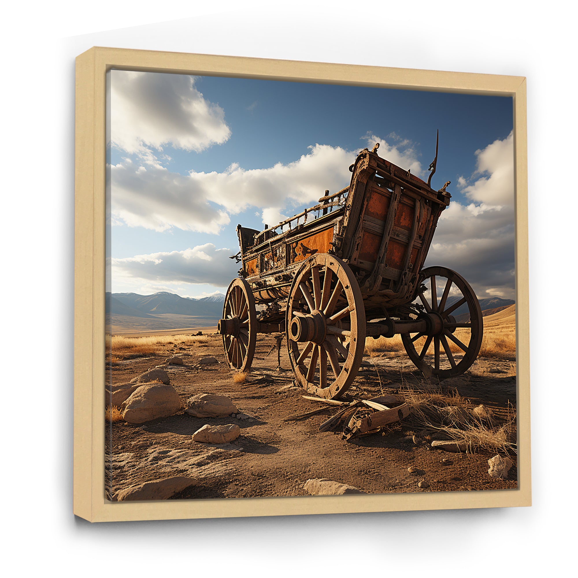 Old Western Carriage Cart In Usa - Old American Cart Canvas Wall Art