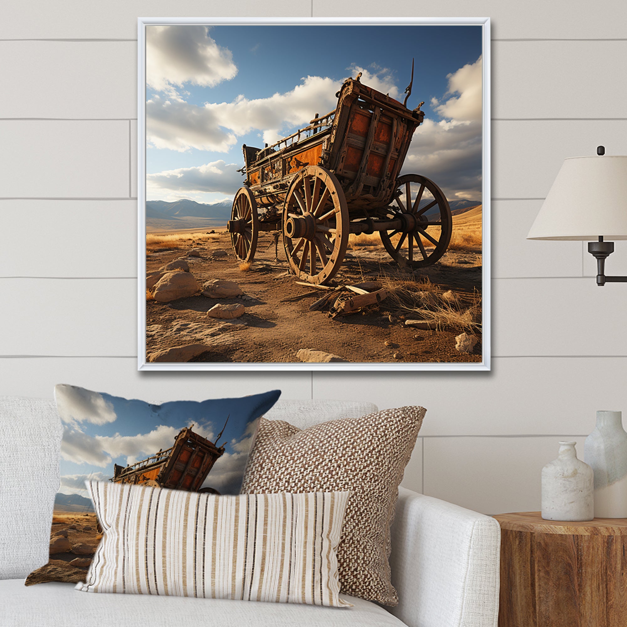 Old Western Carriage Cart In Usa - Old American Cart Canvas Wall Art