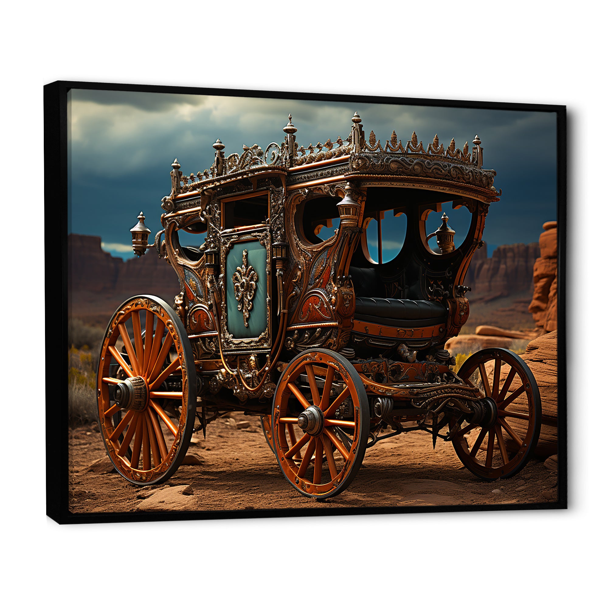 Fantasy Western Wagon In Usa - Old American Cart Canvas Wall Art