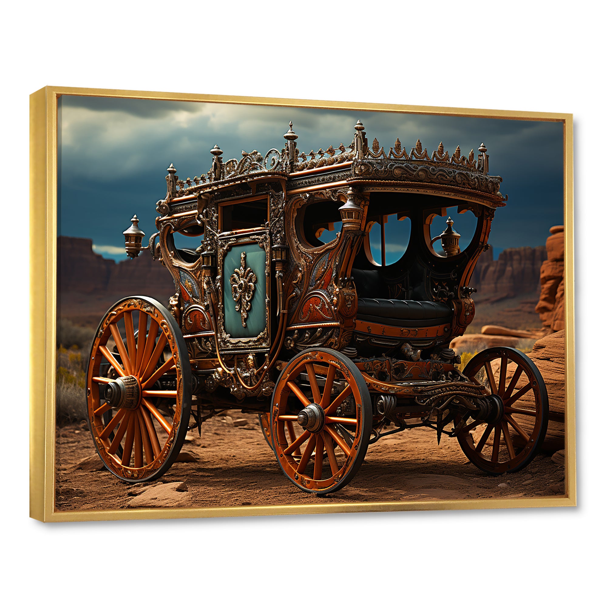 Fantasy Western Wagon In Usa - Old American Cart Canvas Wall Art