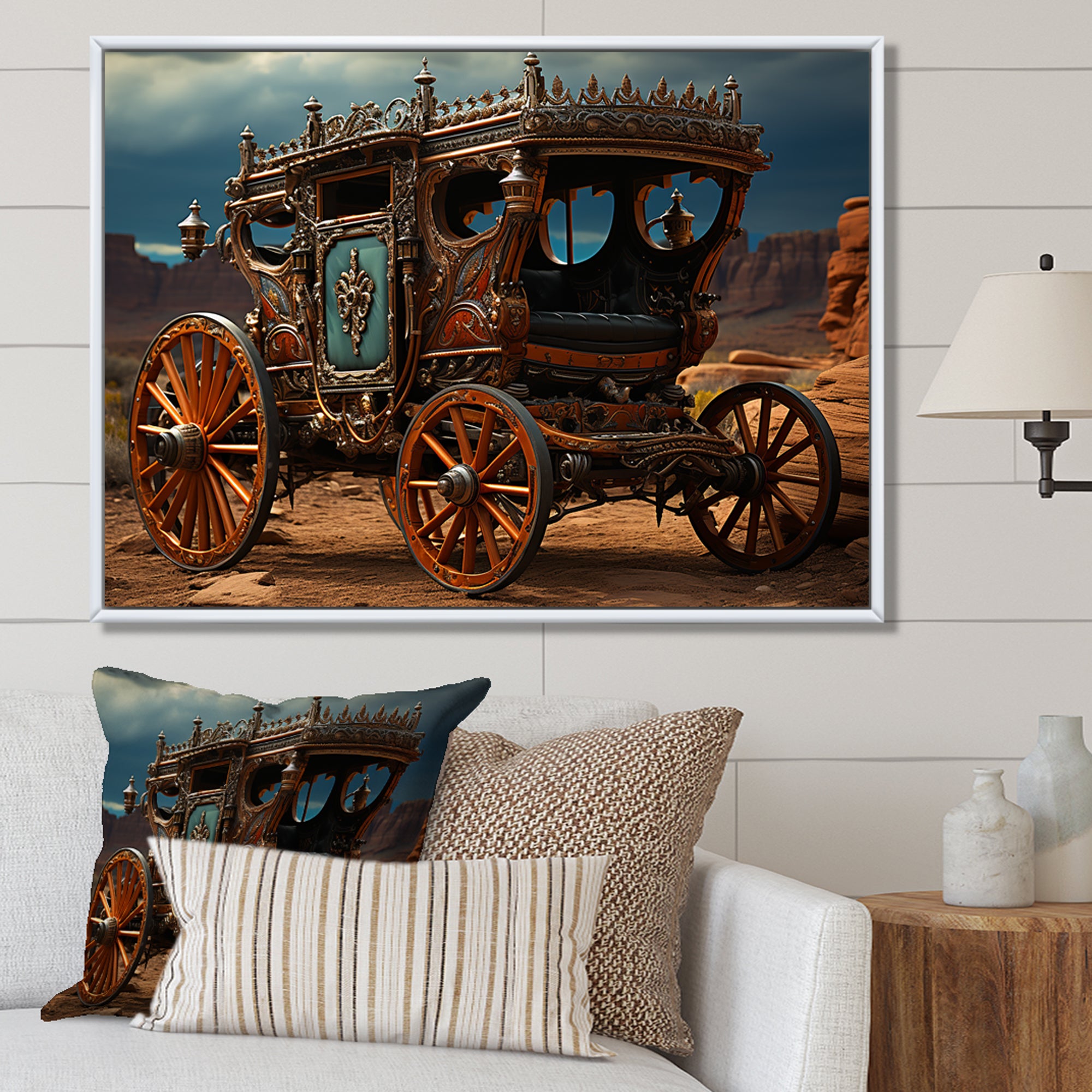 Fantasy Western Wagon In Usa - Old American Cart Canvas Wall Art