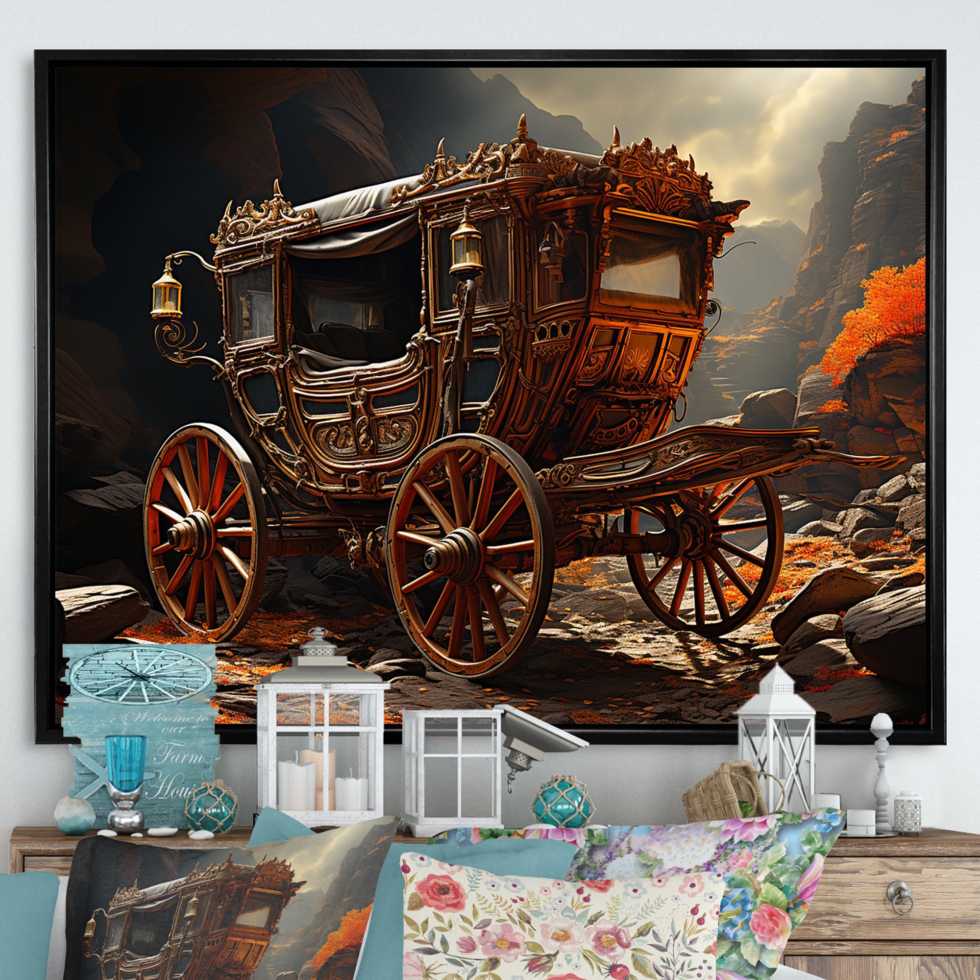 Fantasy Cart Adventure - Old American Cart Canvas Wall Art