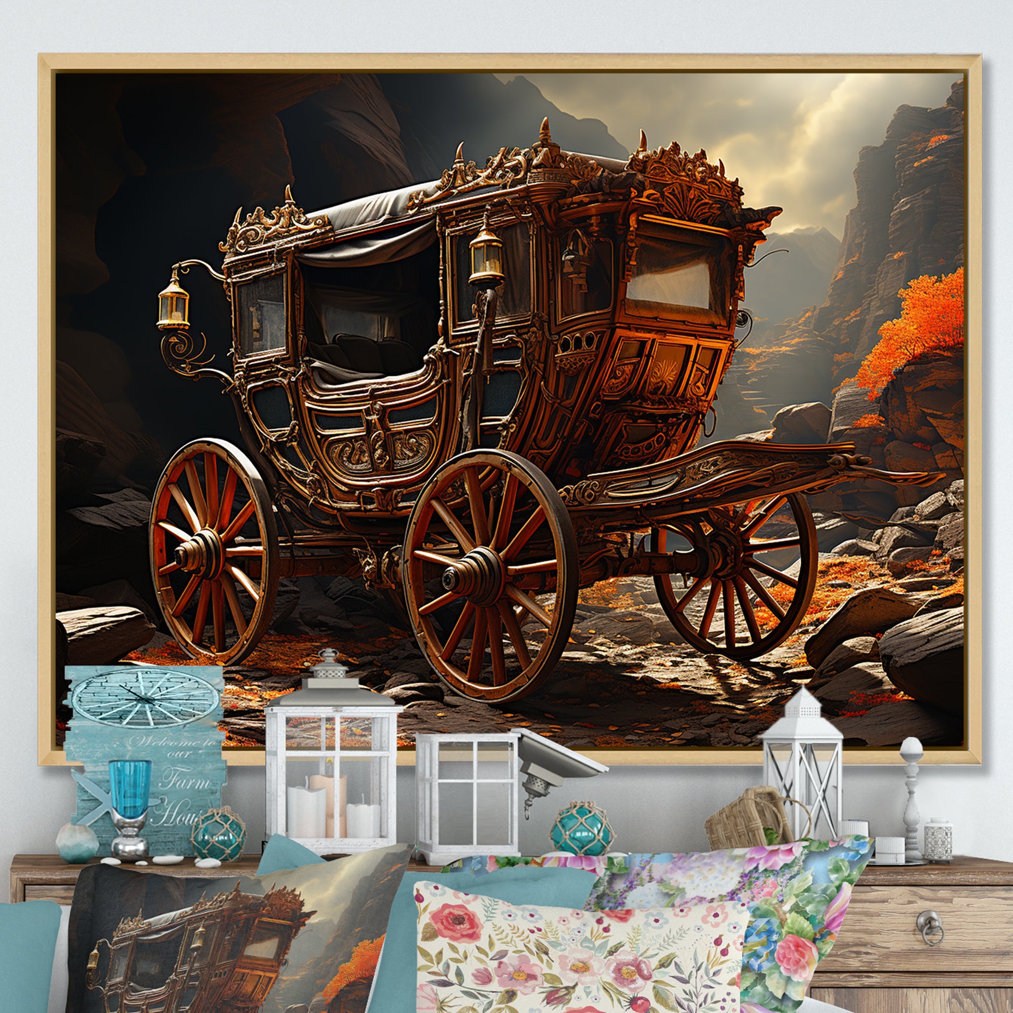 Fantasy Cart Adventure - Old American Cart Canvas Wall Art