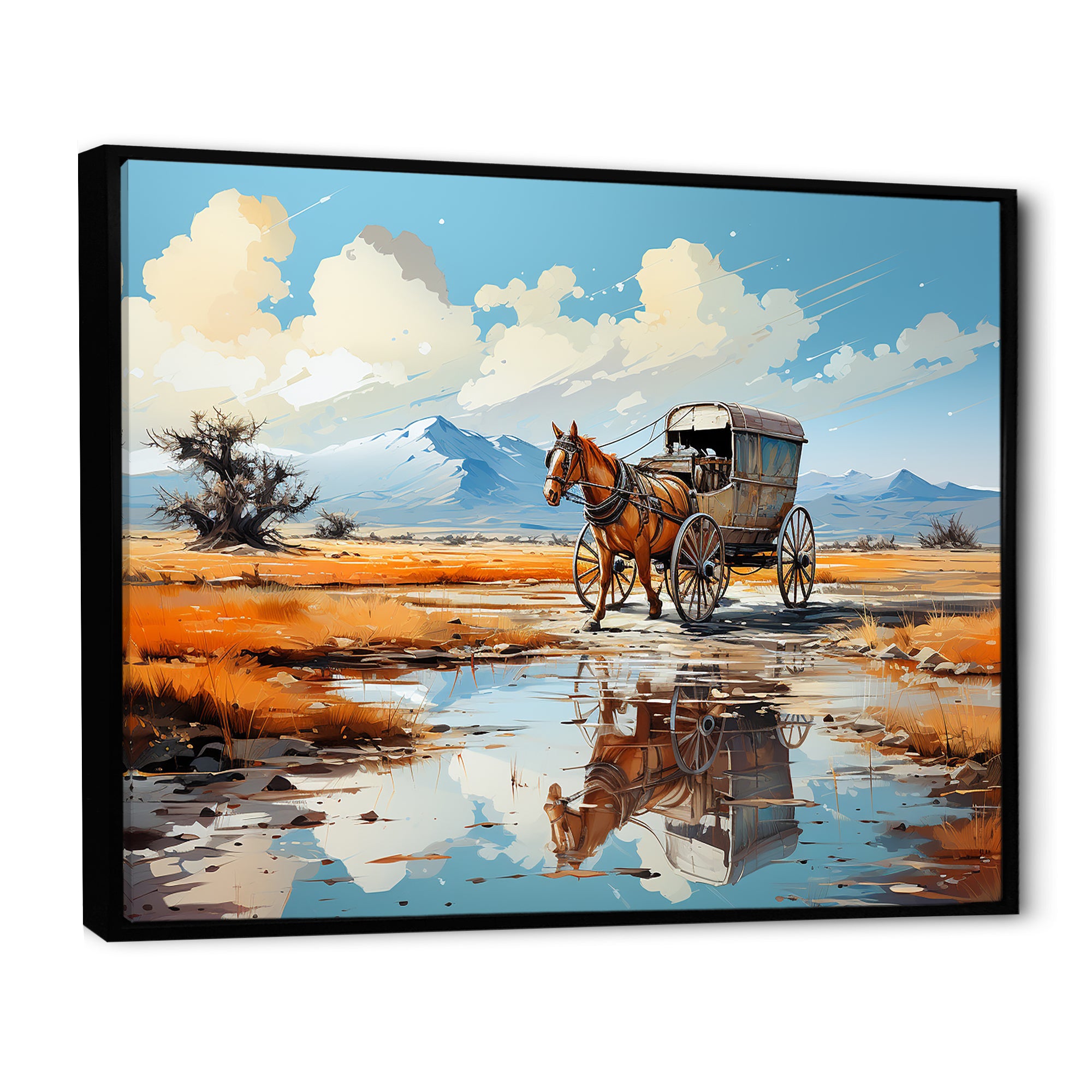 Old Western Wagon In Nevada I - Old American Cart Canvas Wall Art