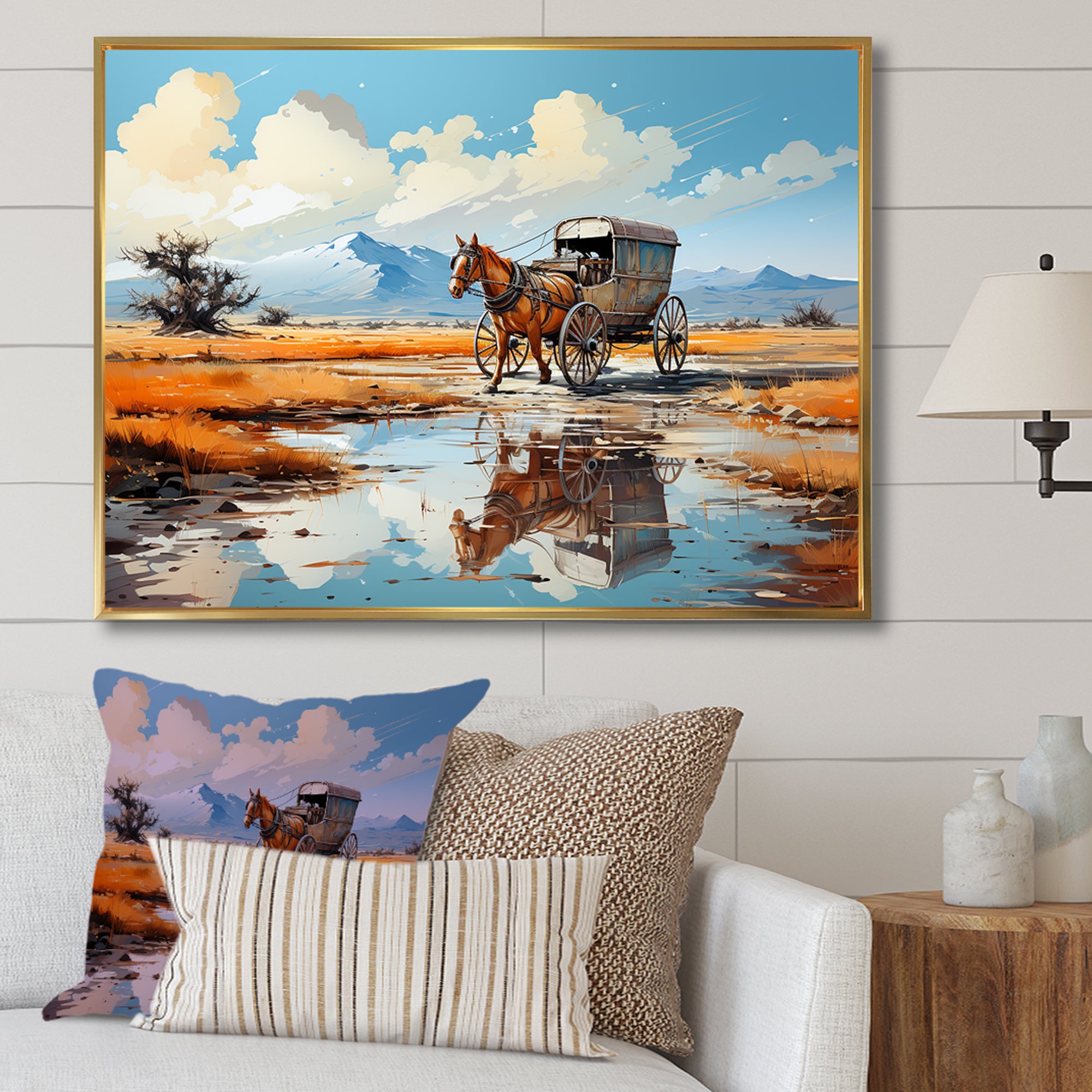 Old Western Wagon In Nevada I - Old American Cart Canvas Wall Art