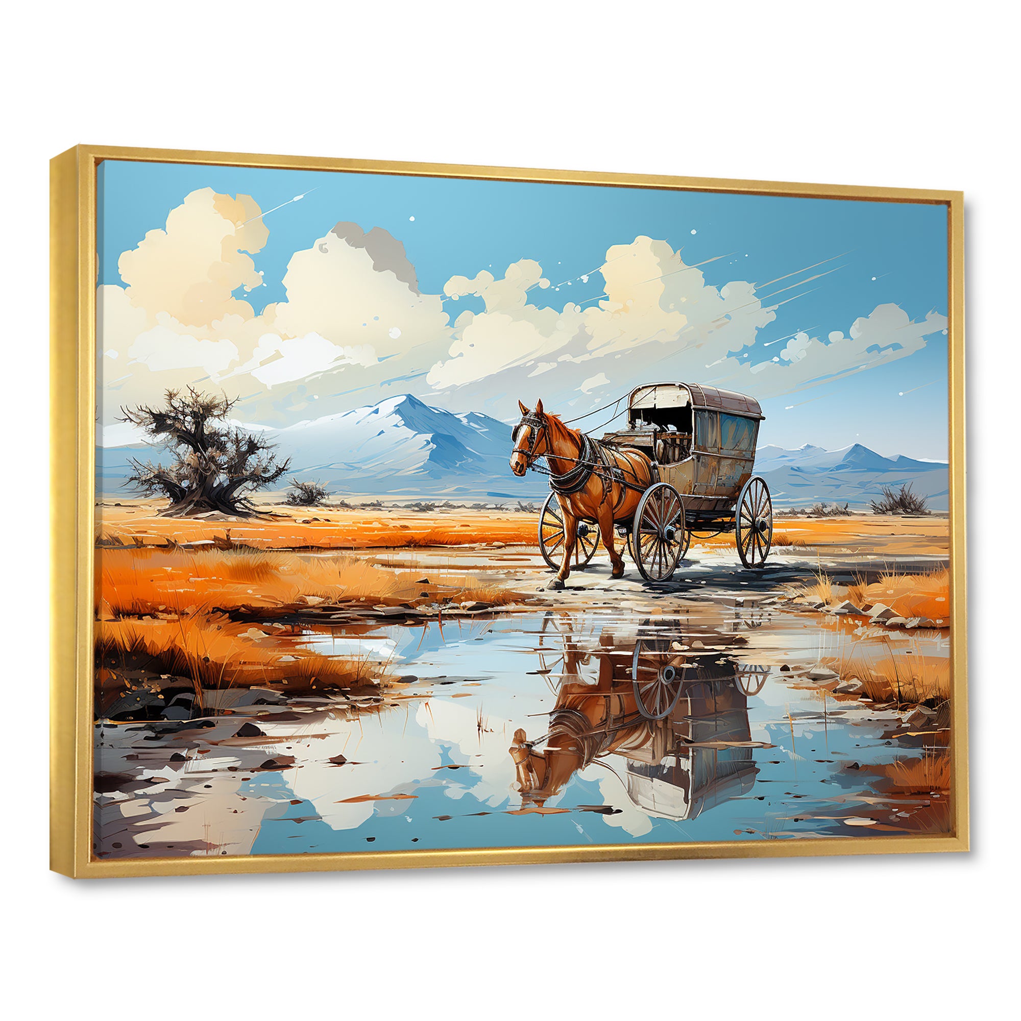 Old Western Wagon In Nevada I - Old American Cart Canvas Wall Art