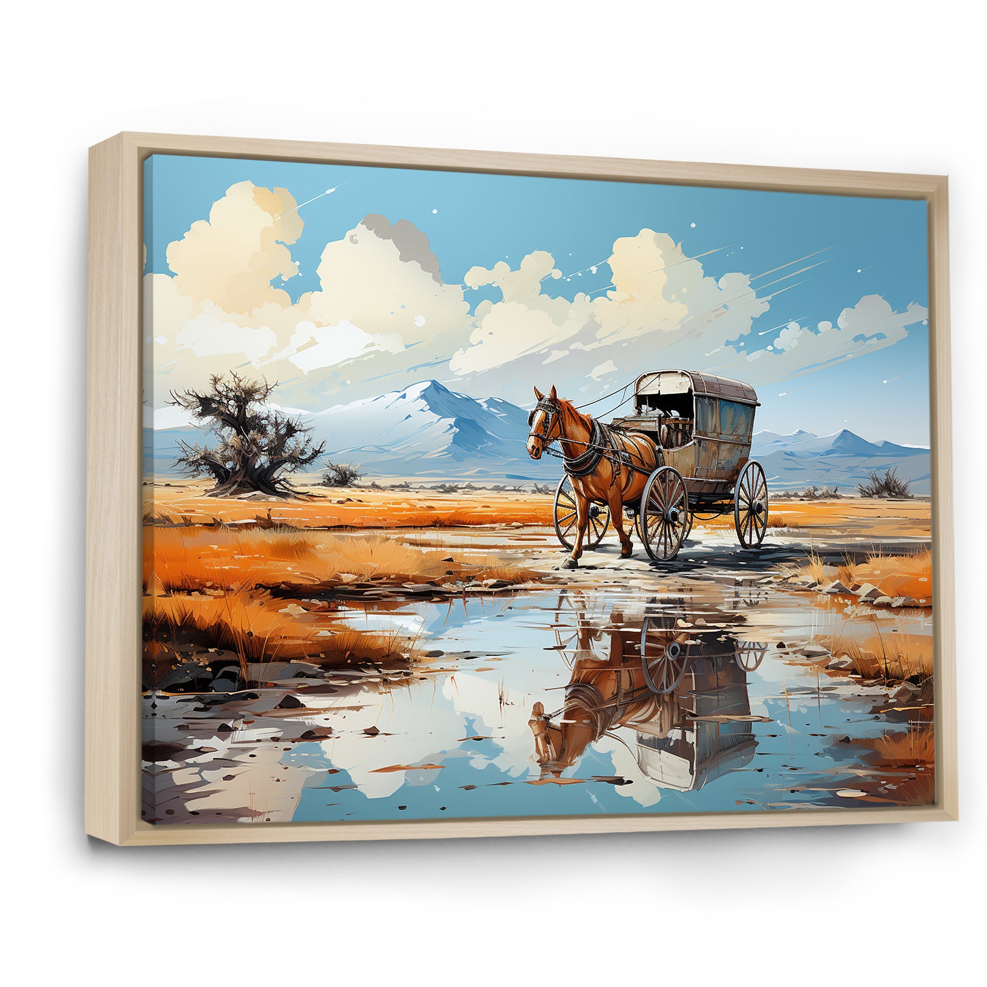Old Western Wagon In Nevada I - Old American Cart Canvas Wall Art
